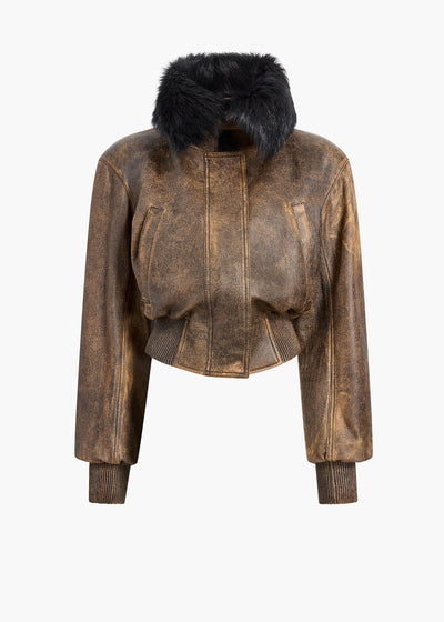 ROCCO JACKET W SHEARLING COLLAR DARK BROWN 6265787 950 GHOST