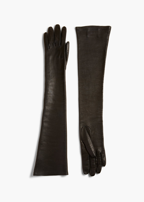 LONG ROCCO GLOVE IN BLACK NAPPA FLAT VIEW