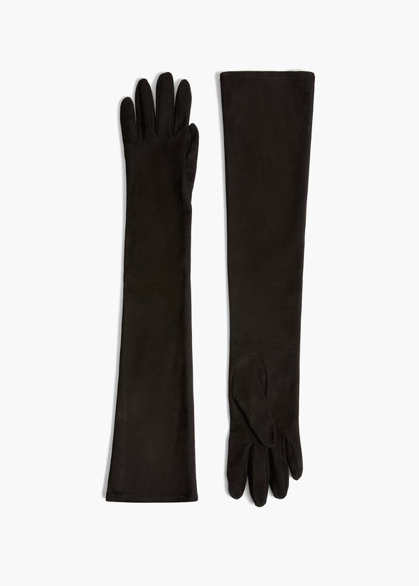 Rocco Full-Length Glove in Black Suede