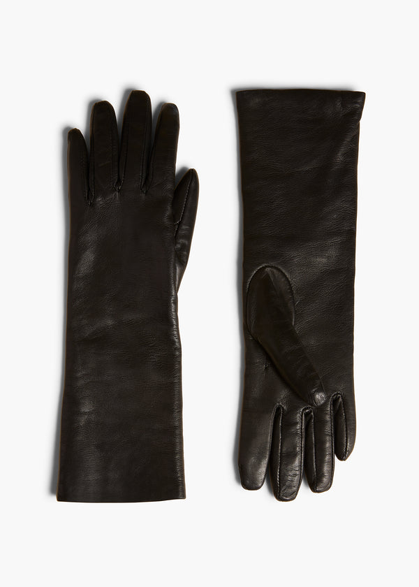 MID LENGTH ROCCO GLOVE IN BLACK NAPPA FLAT VIEW