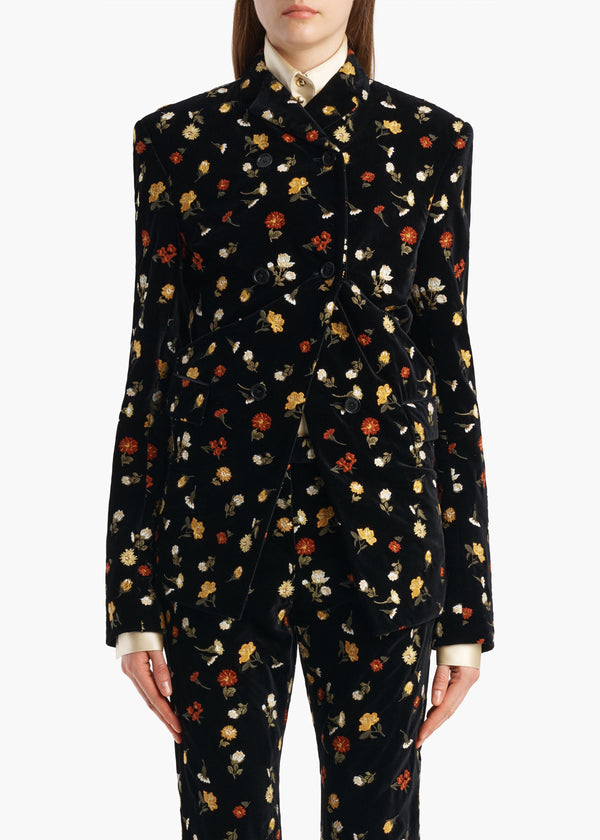 Rolo Jacket in Black Flower Embroidery