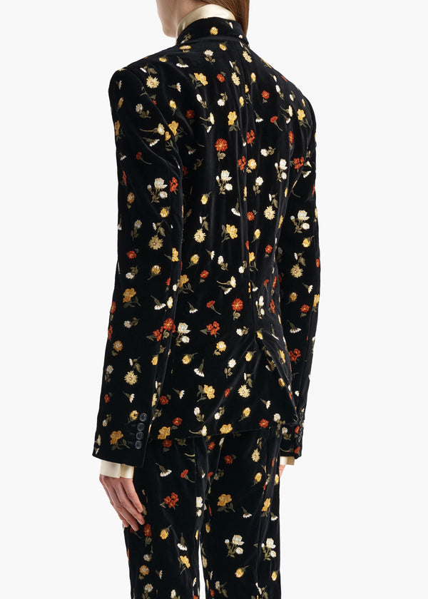 Rolo Jacket in Black Flower Embroidery