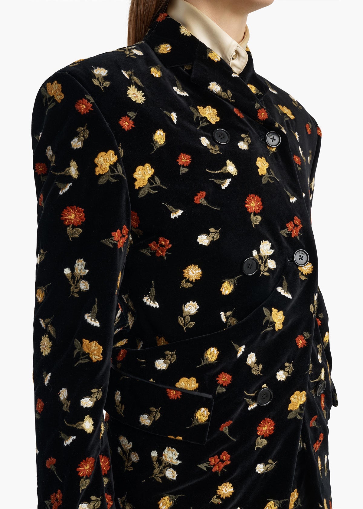 KHAITE  - Rolo Jacket in Black Flower Embroidery
