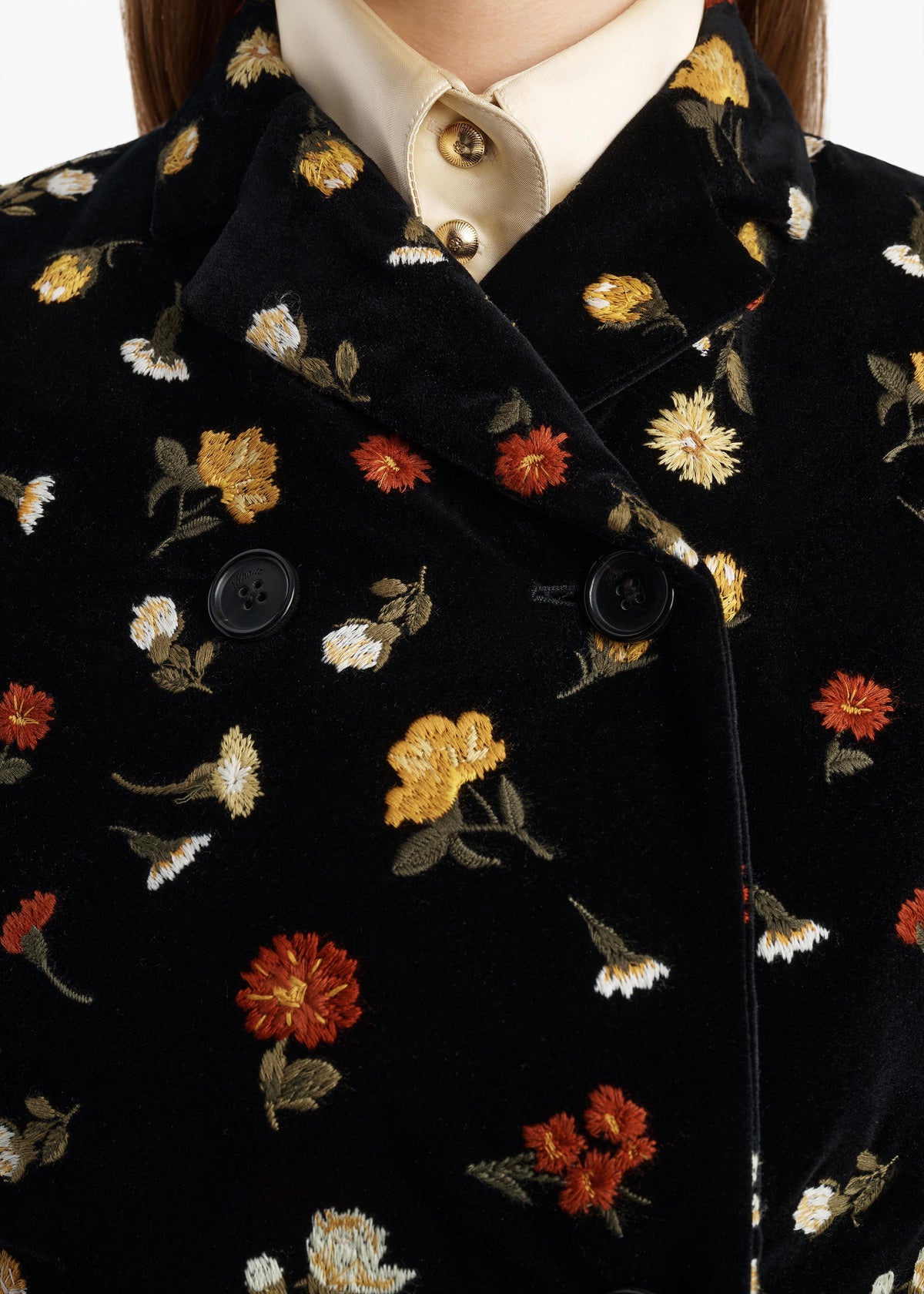 KHAITE  - Rolo Jacket in Black Flower Embroidery