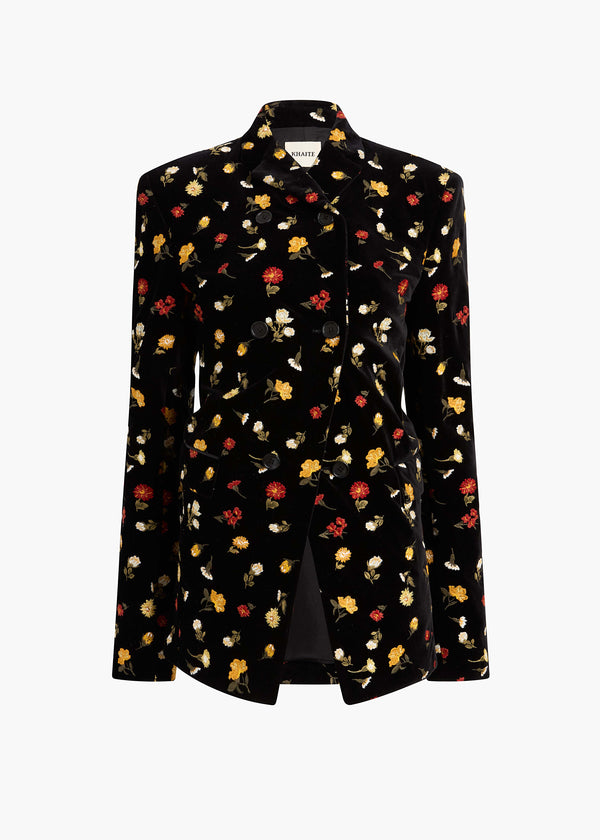 Rolo Jacket in Black Flower Embroidery