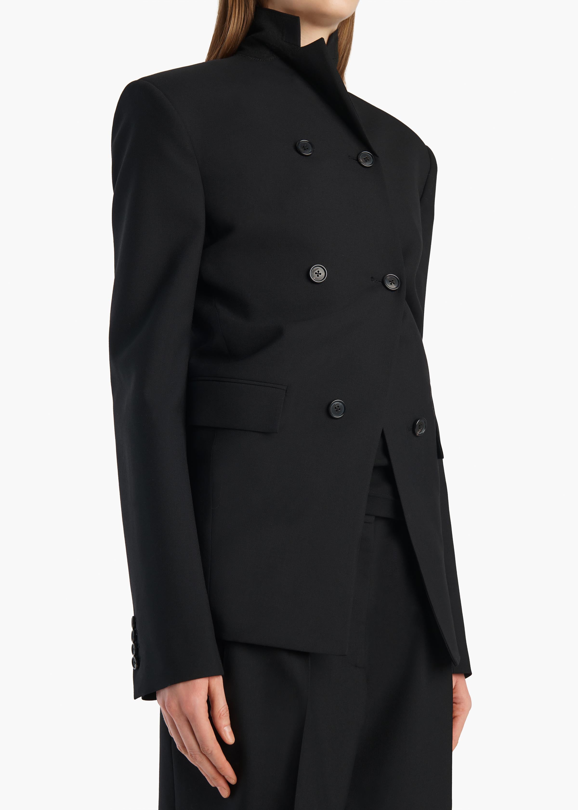 Rolo Jacket in Black Wool Silk