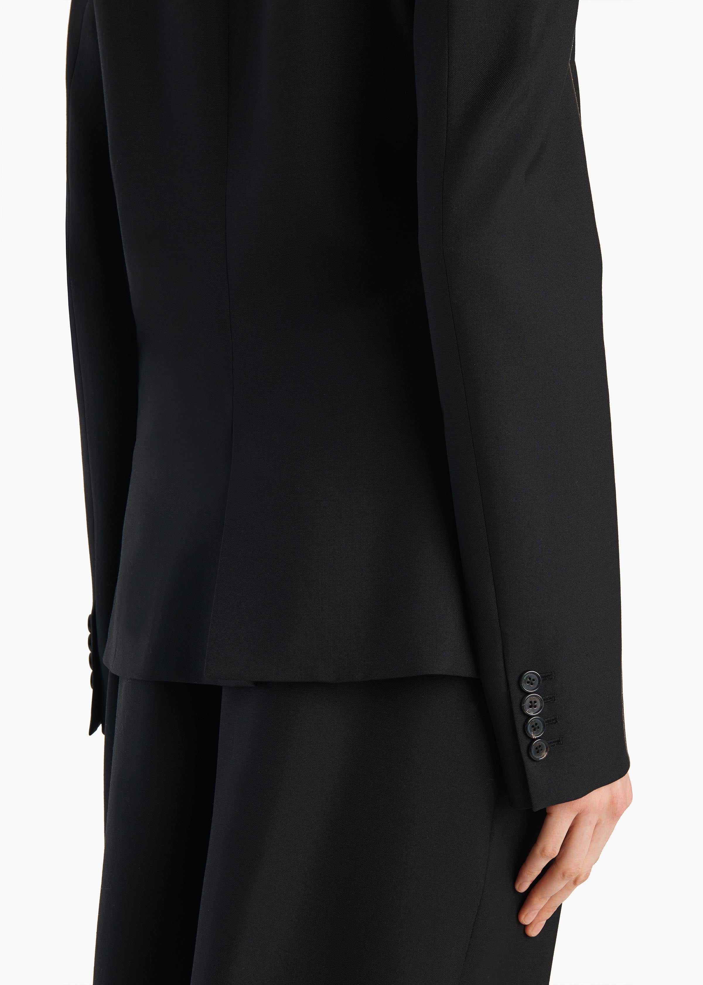 Rolo Jacket in Black Wool Silk
