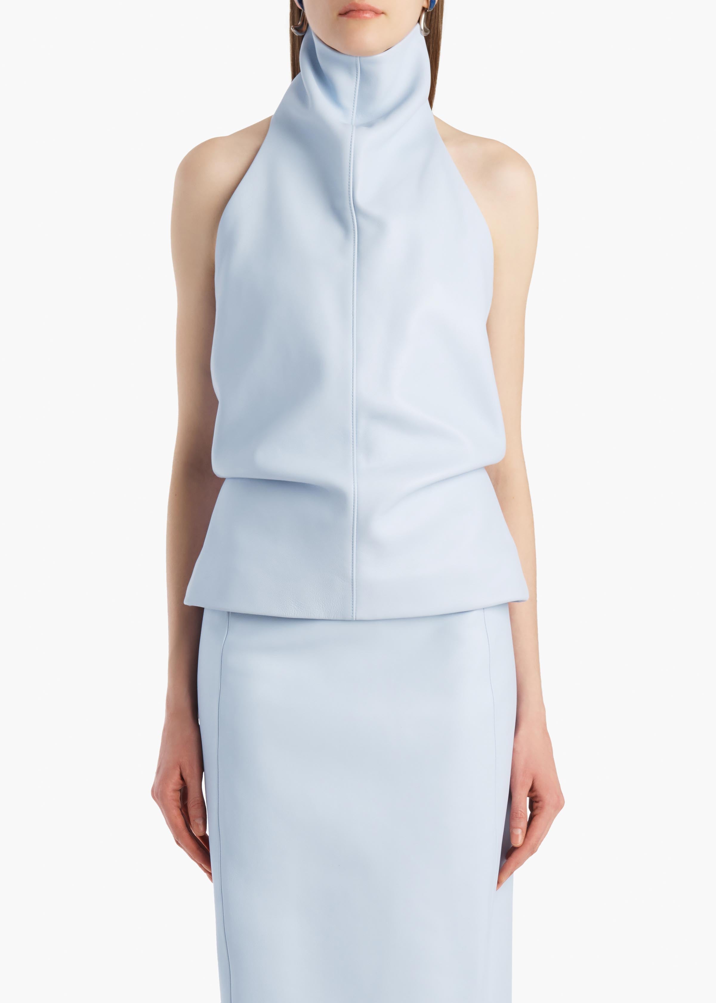 Rone Top in Sky Blue Leather