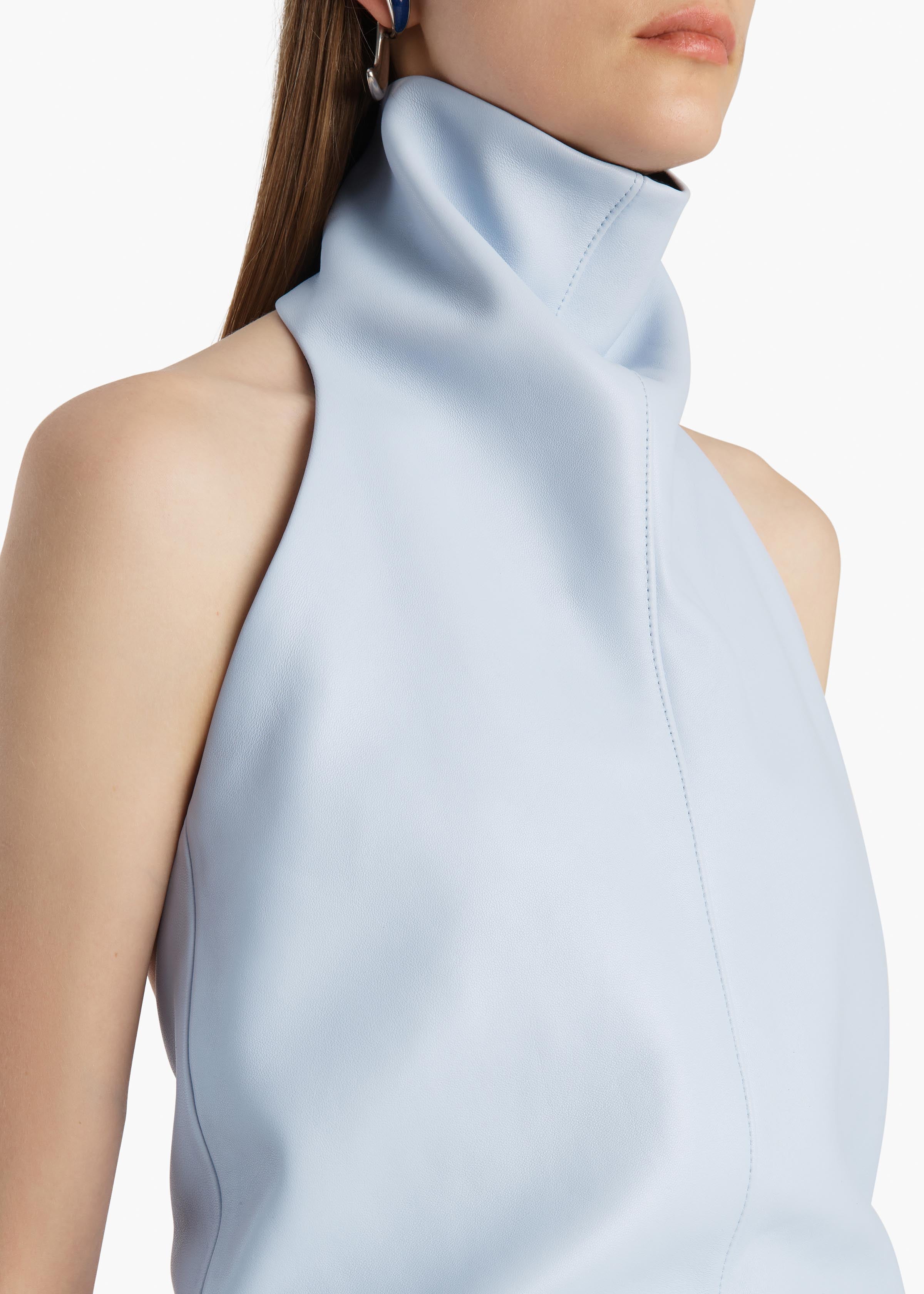 Rone Top in Sky Blue Leather
