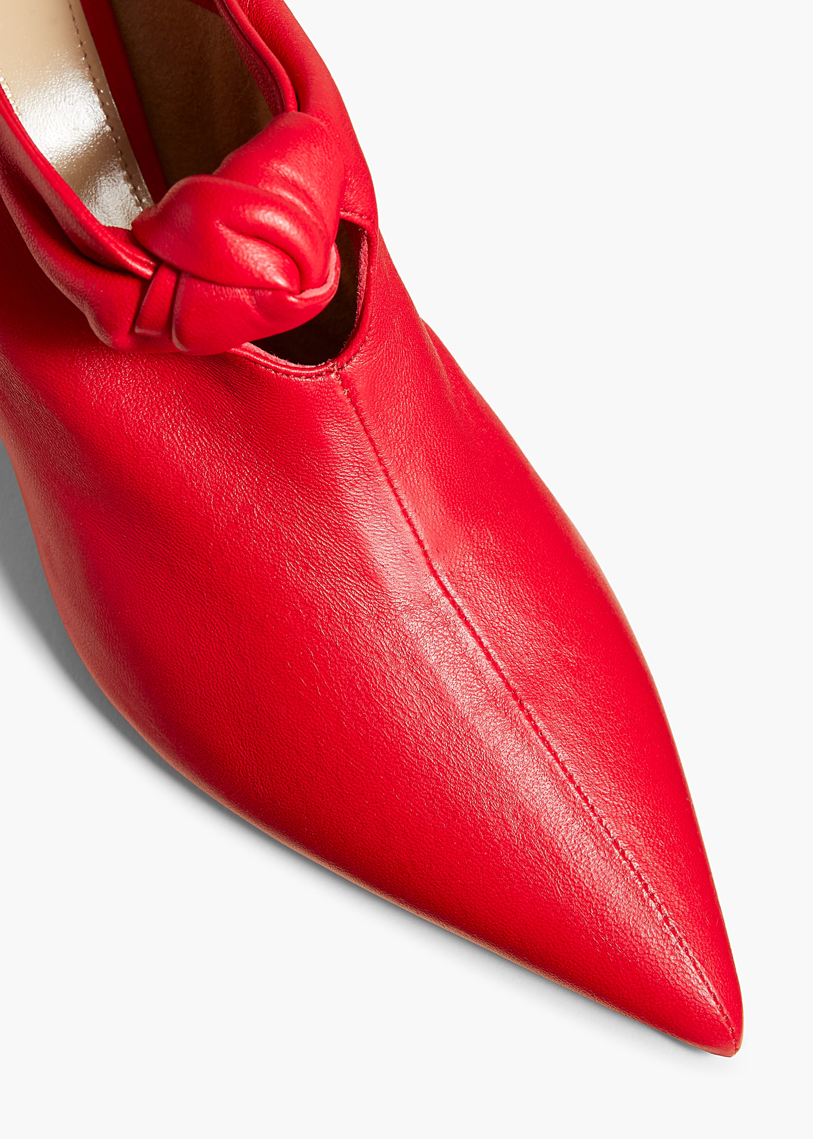 ROWAN MULE IN RED LEATHER DETAILED VIEW 1