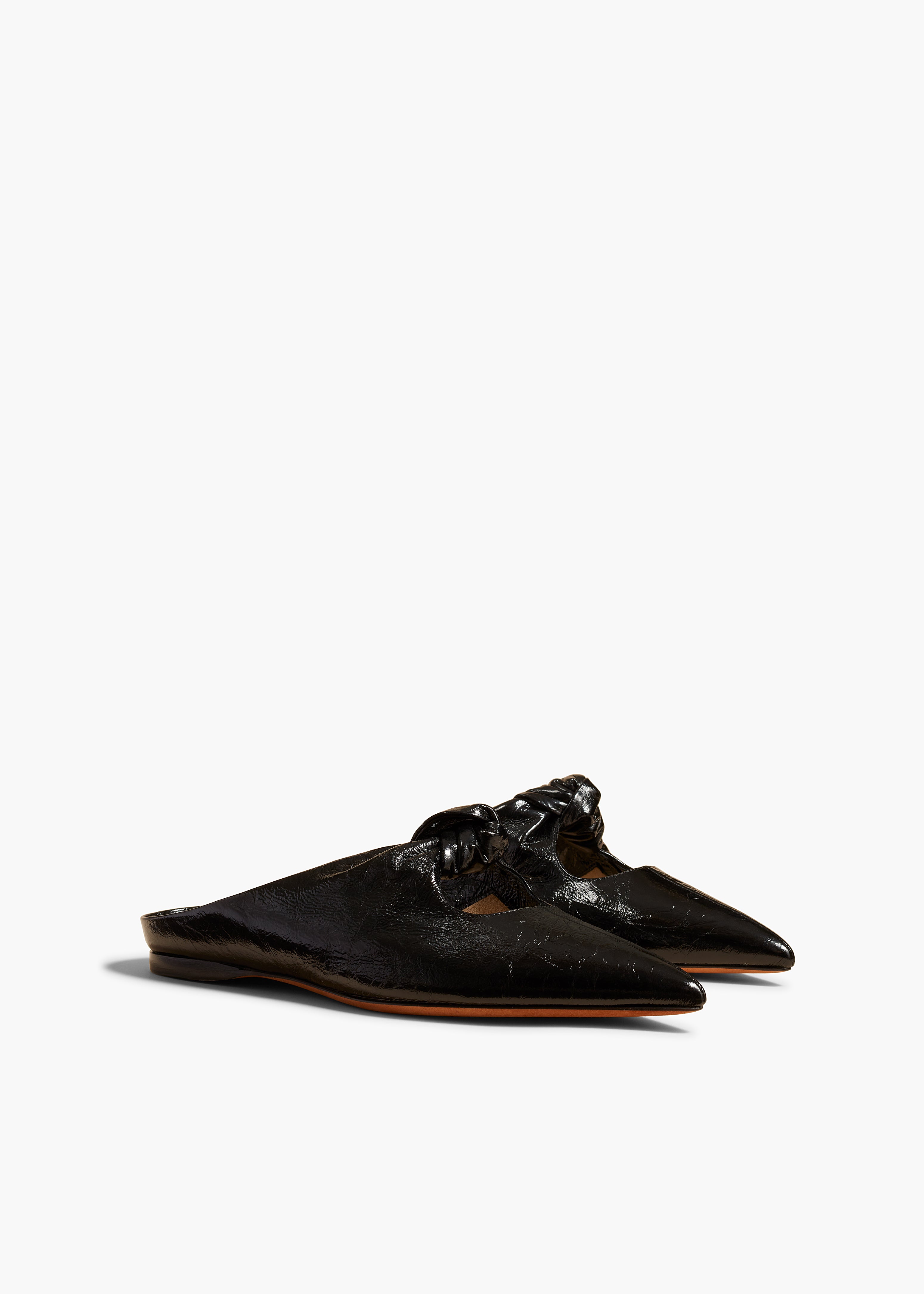 KHAITE - Rowan Flat Mule in Black Crinkled Leather