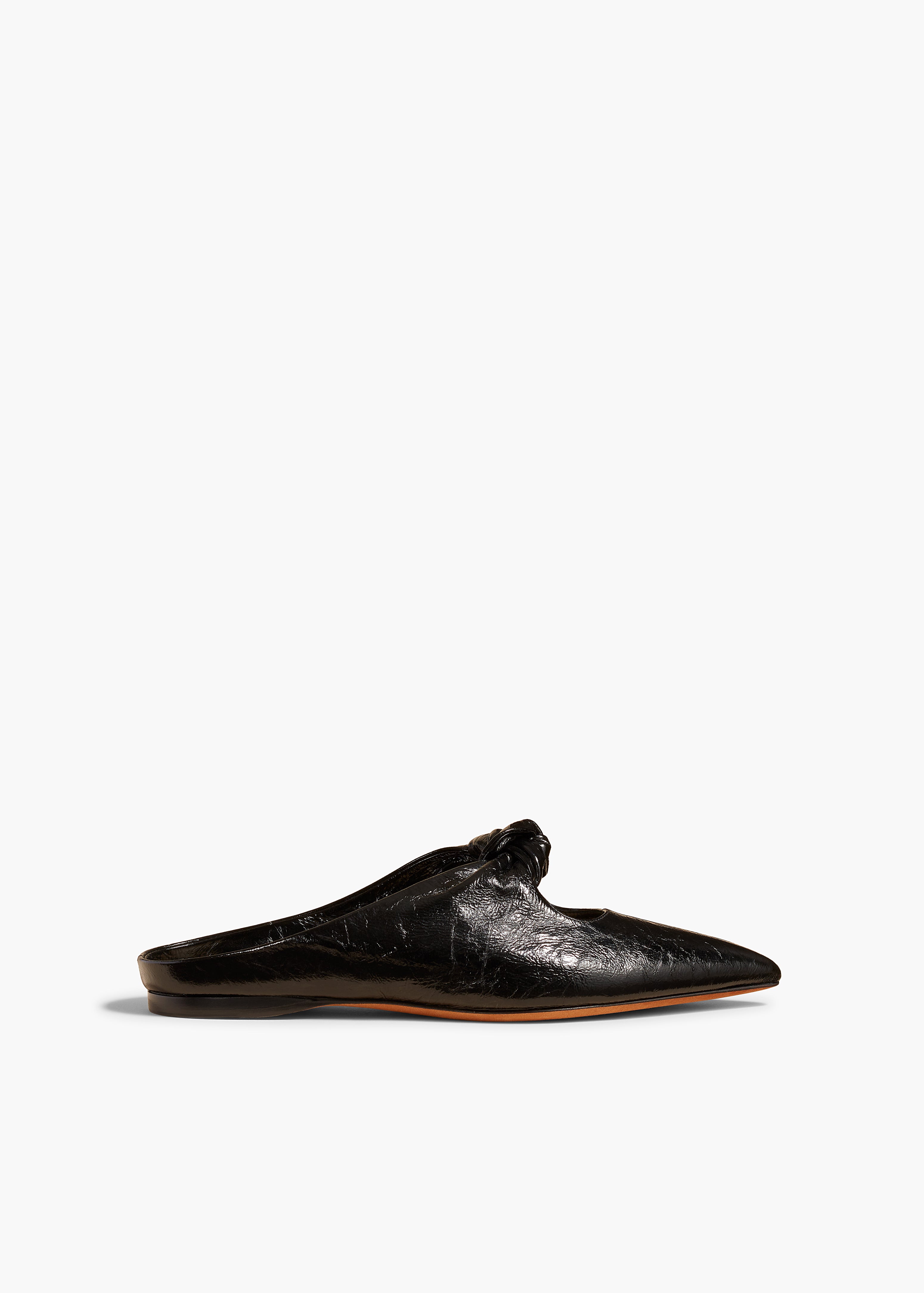 KHAITE - Rowan Flat Mule in Black Crinkled Leather