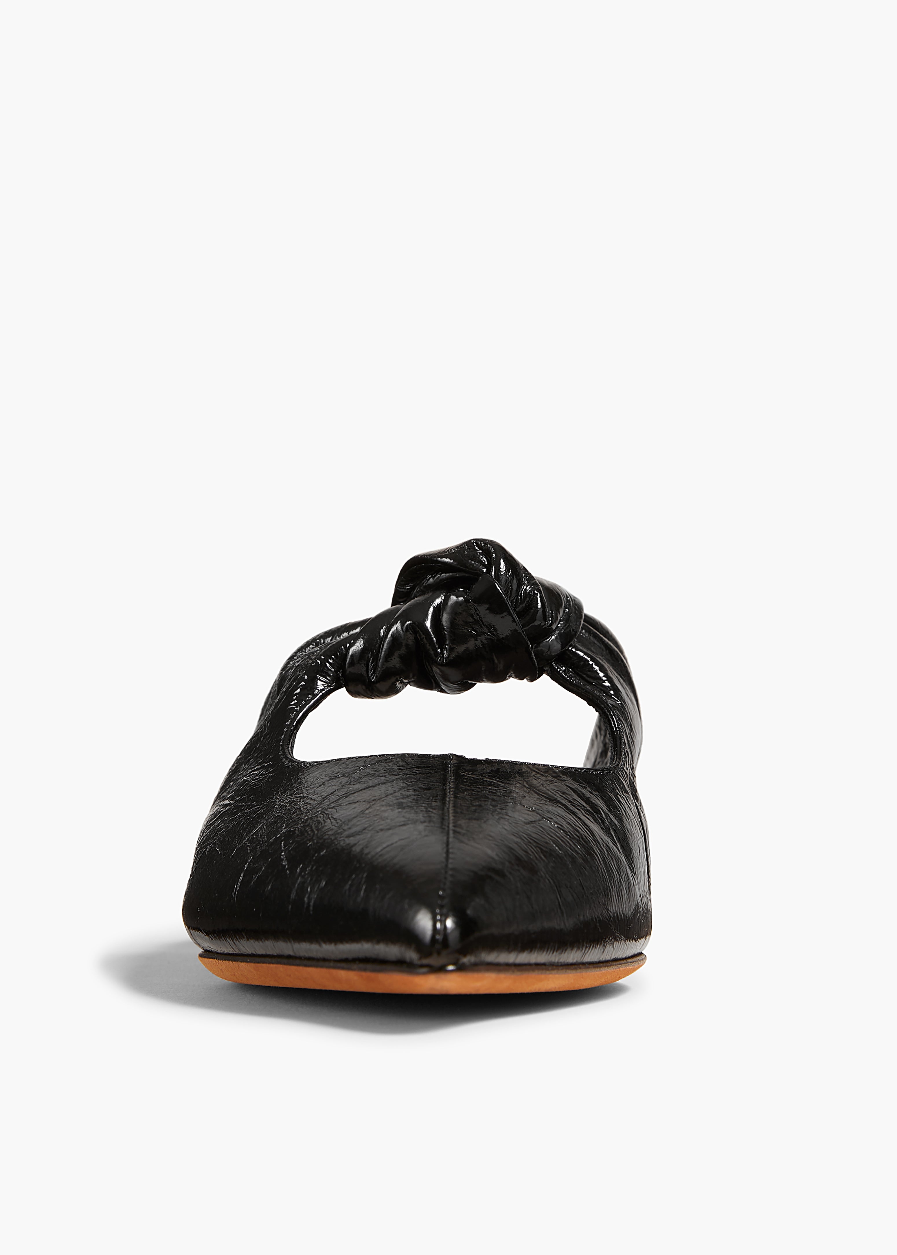 KHAITE - Rowan Flat Mule in Black Crinkled Leather