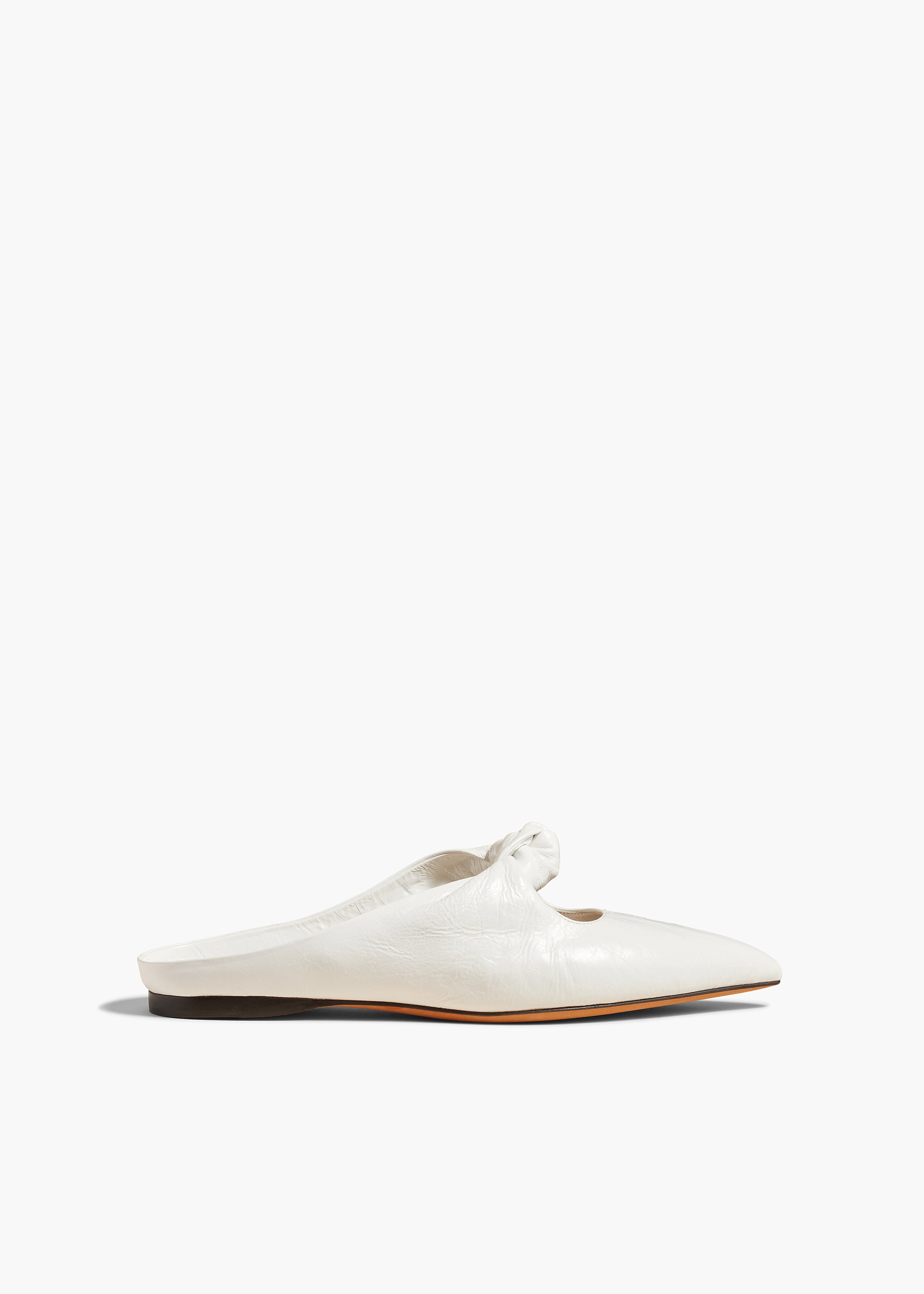 KHAITE - Rowan Flat Mule in White Crinkled Leather