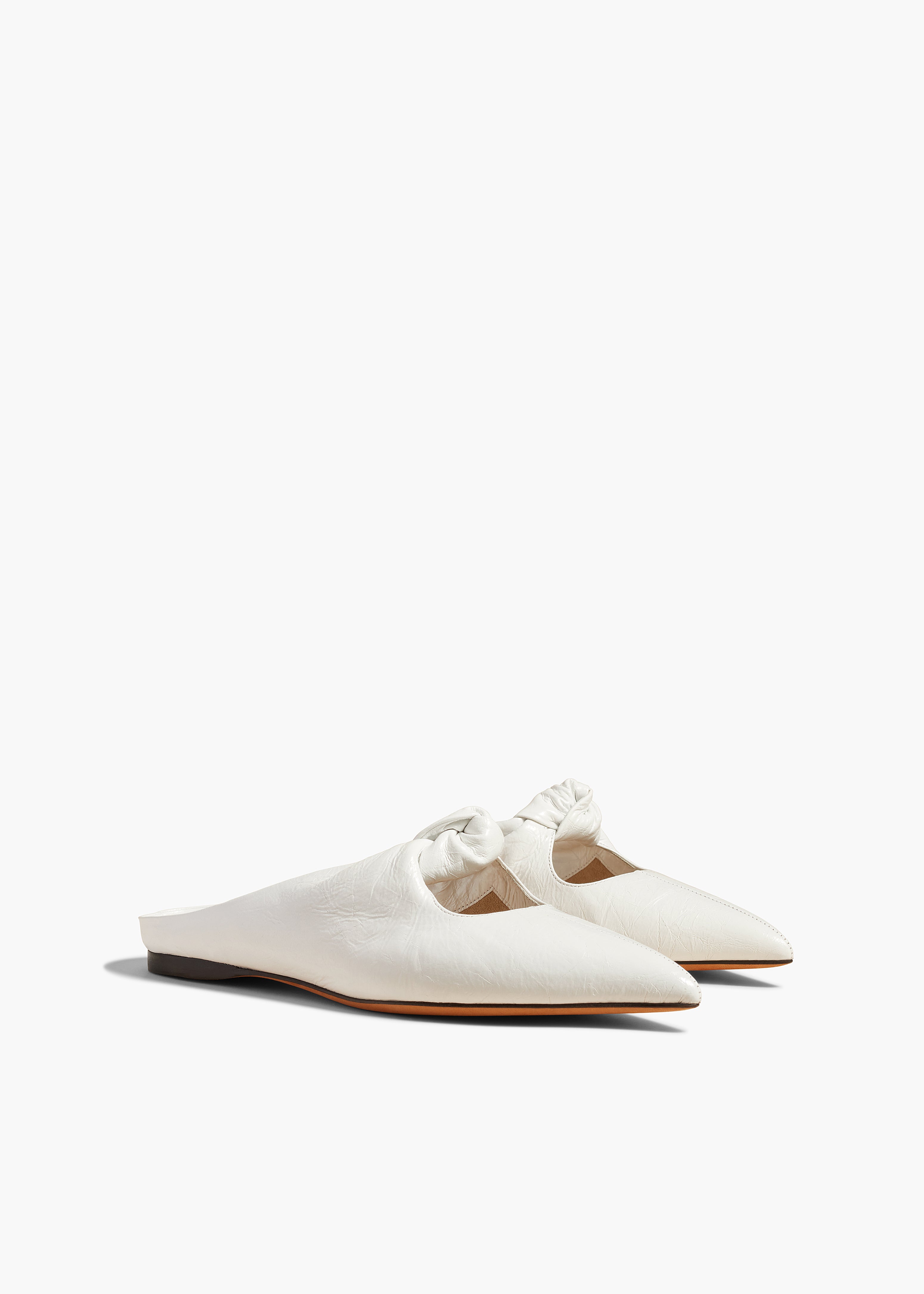 KHAITE - Rowan Flat Mule in White Crinkled Leather