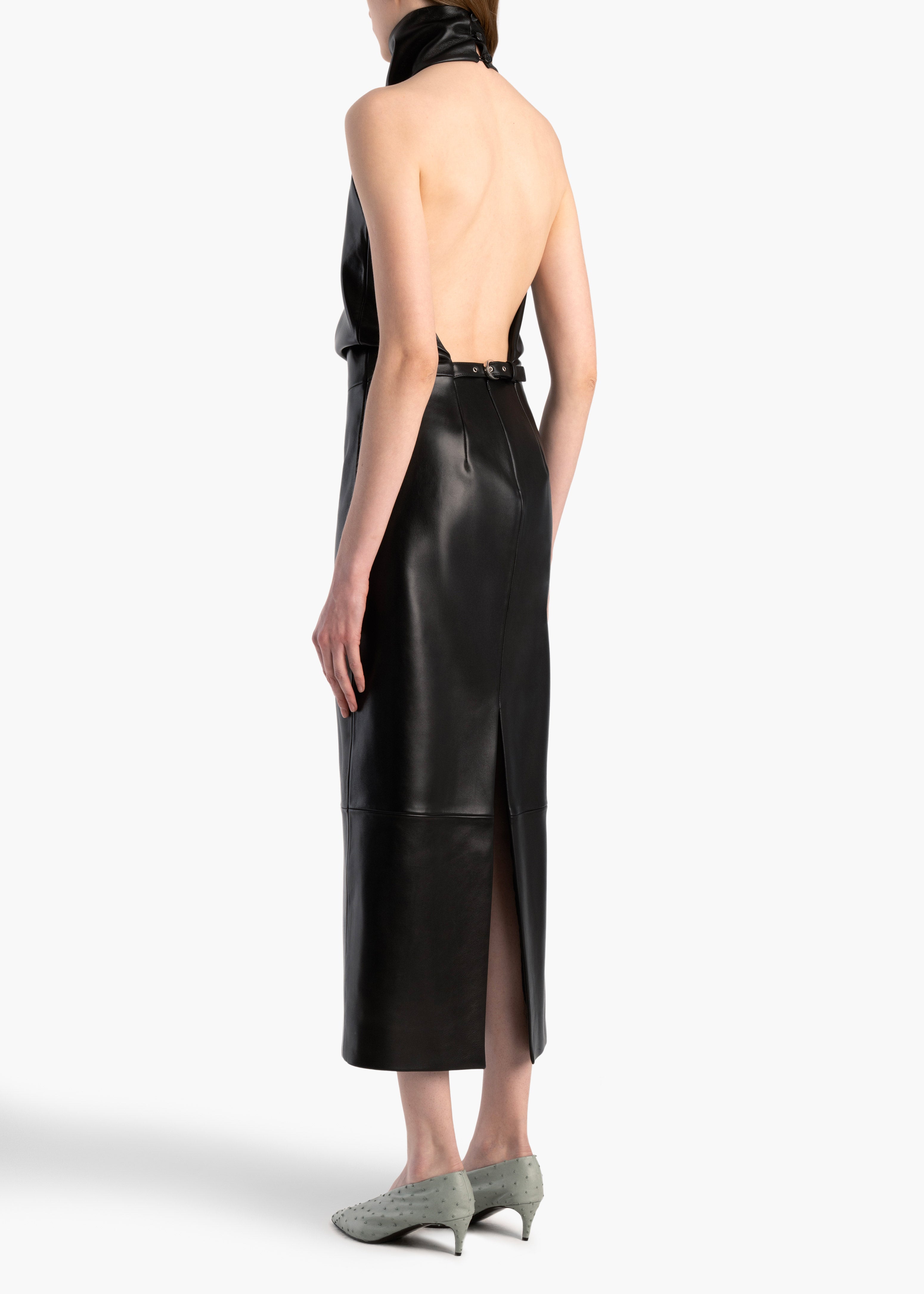 KHAITE  - Roxanne Dress in Black Leather