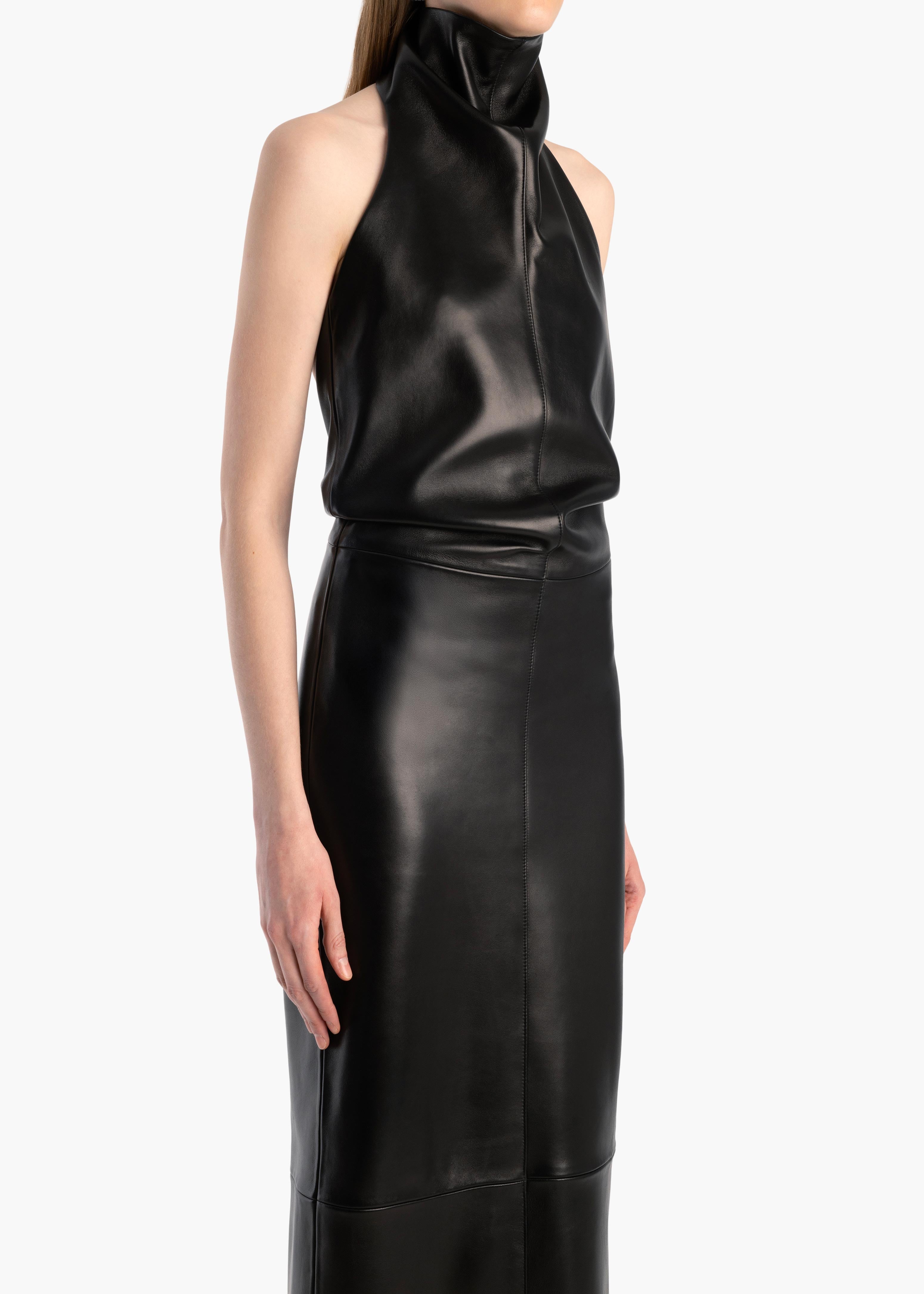 KHAITE  - Roxanne Dress in Black Leather