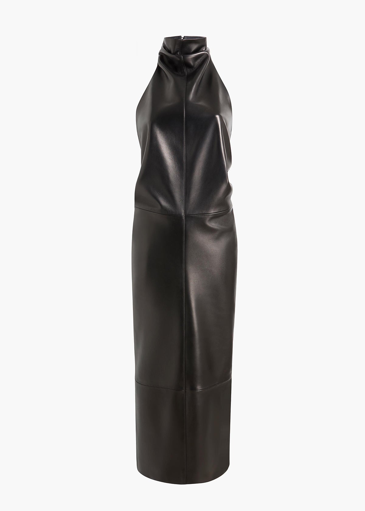 black halter leather dress KHAITE Exclusive Roxanne in - Black Designer Dress Color:As Picture show DUAL STRAPS the Lucky In Leather Grey Sweater Dresses |