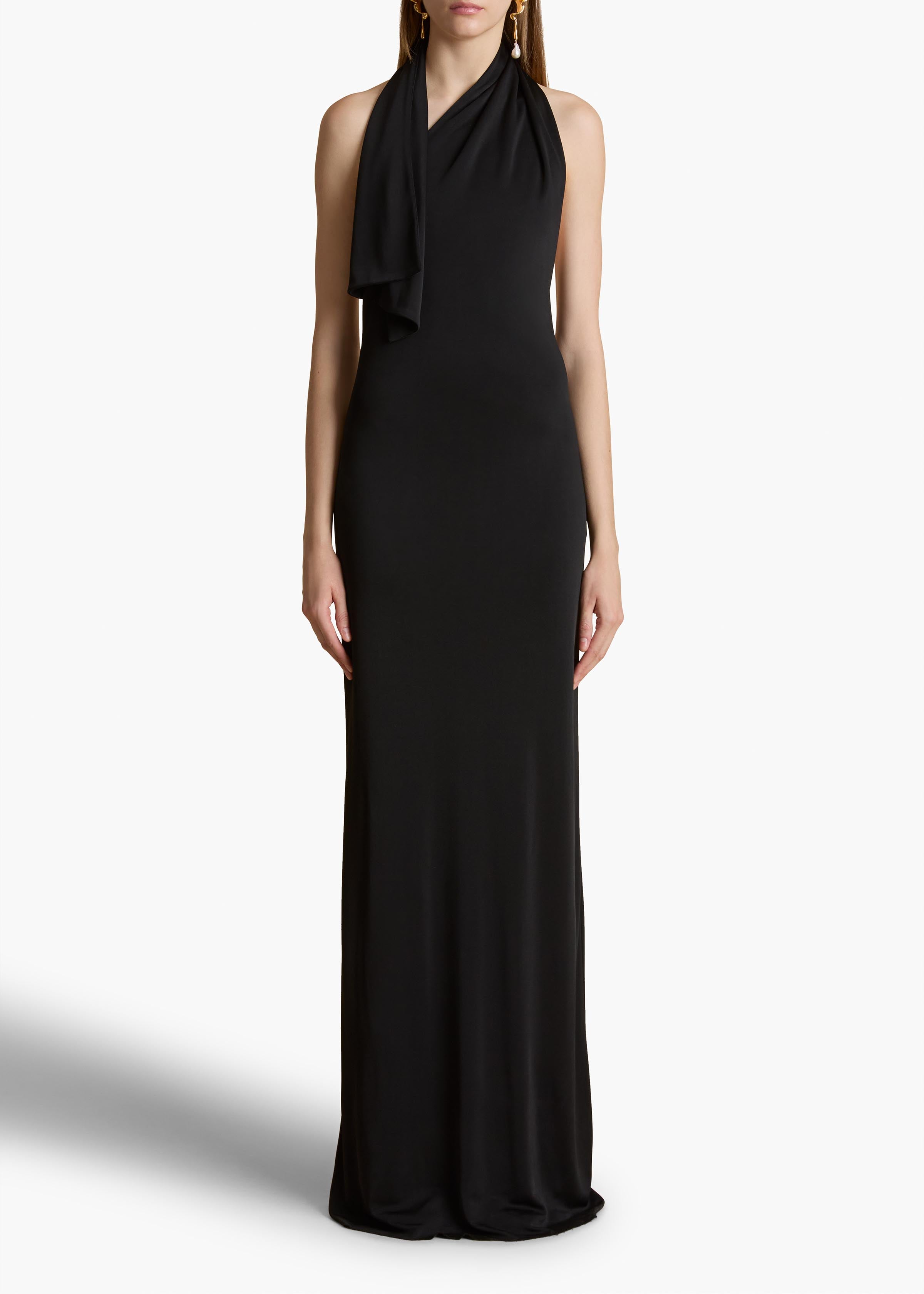 Roza Dress in Black FRONT VIEW