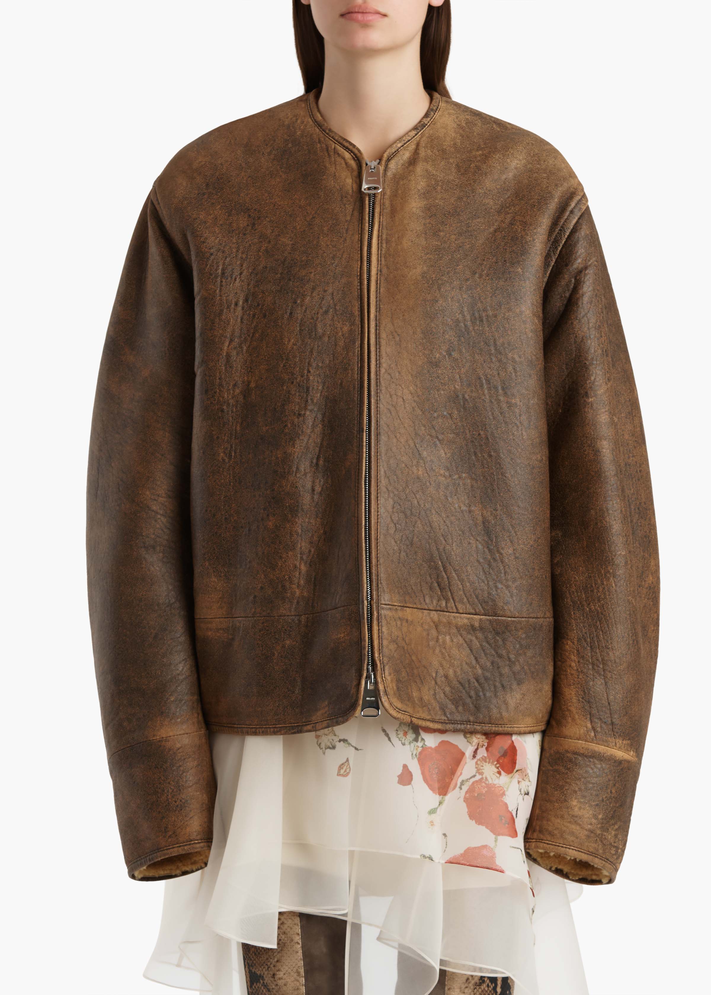 Ruban Jacket in Dark Brown Distressed Leather – KHAITE
