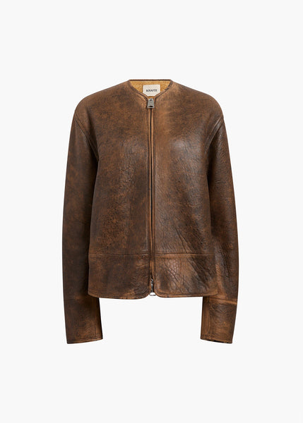 Ruban Jacket in Dark Brown Distressed Leather – KHAITE