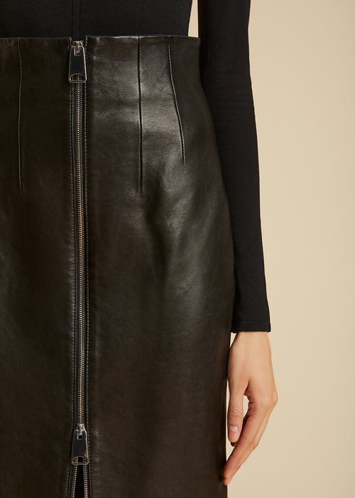 The Ruddy Skirt in Black Leather