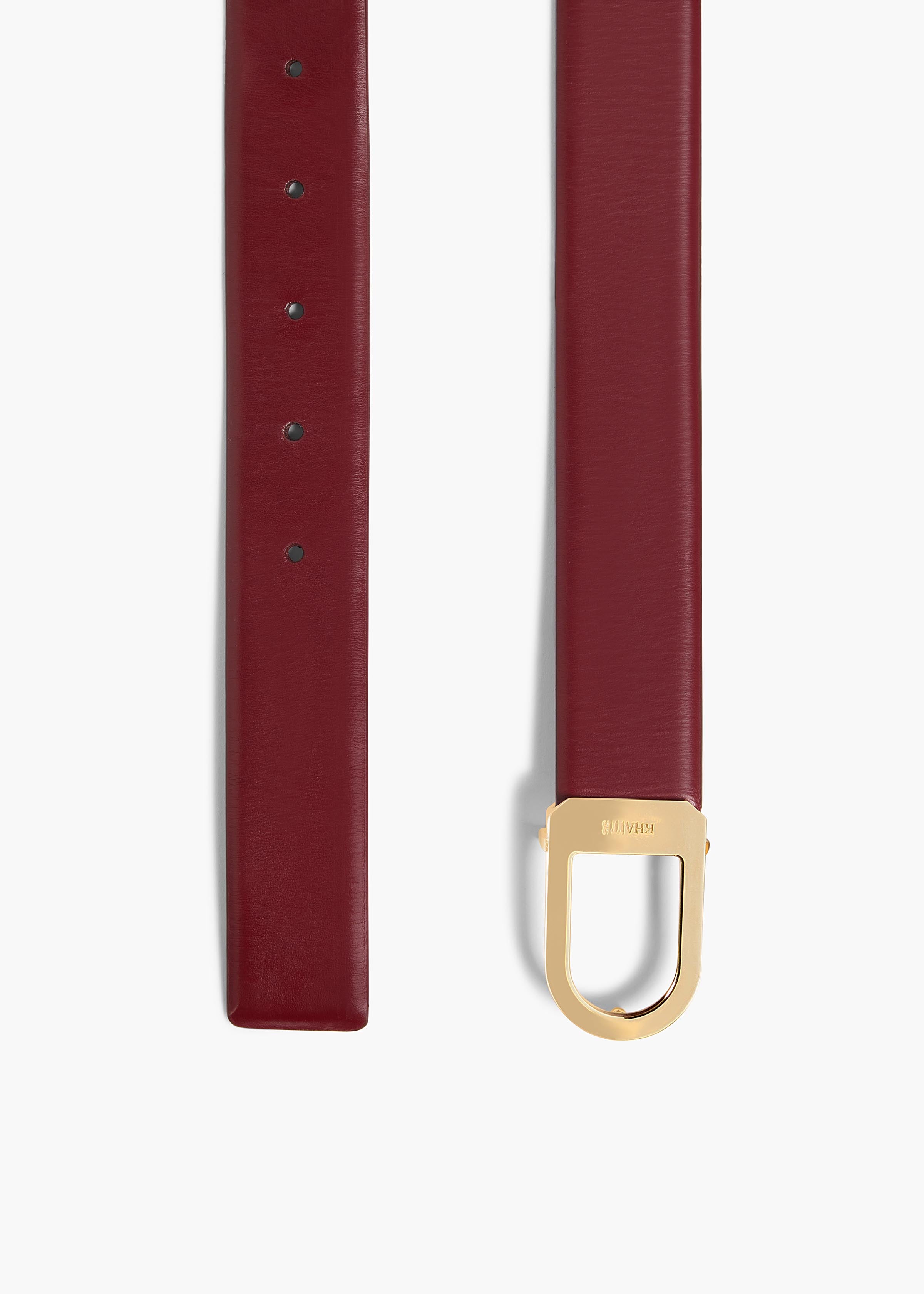 Saddle Belt in Oxblood Leather with Gold