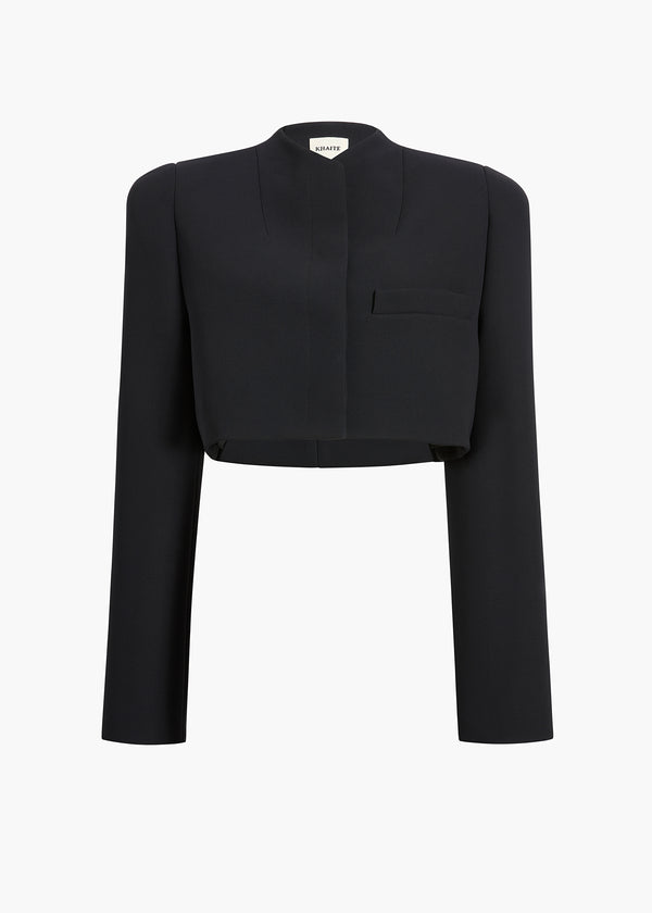 Samo Jacket in Black Crepe