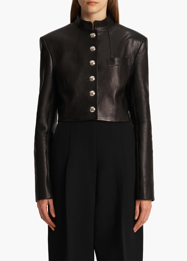 Samuelson Jacket in Black Leather FRONT VIEW