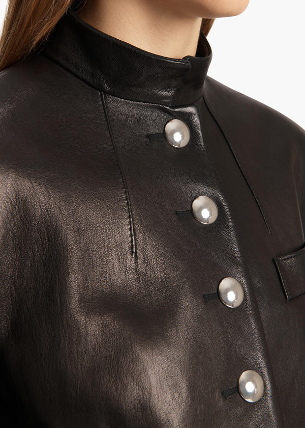 Samuelson Jacket in Black Leather DETAILED VIEW 1