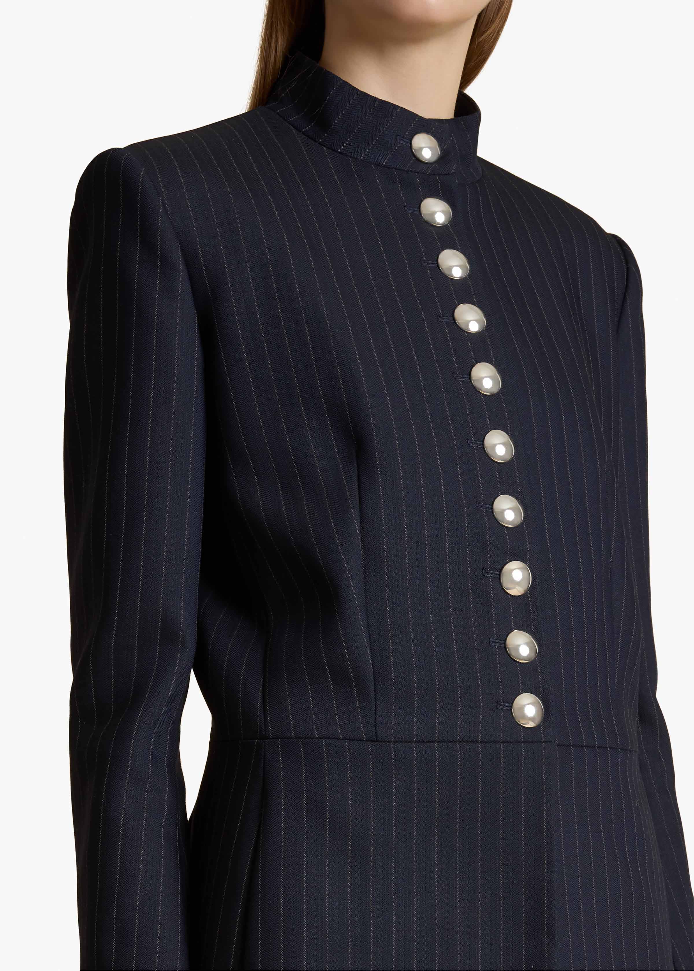 SAMUEL JACKET IN NAVY AND WHITE STRIPES DETAILED VIEW 2