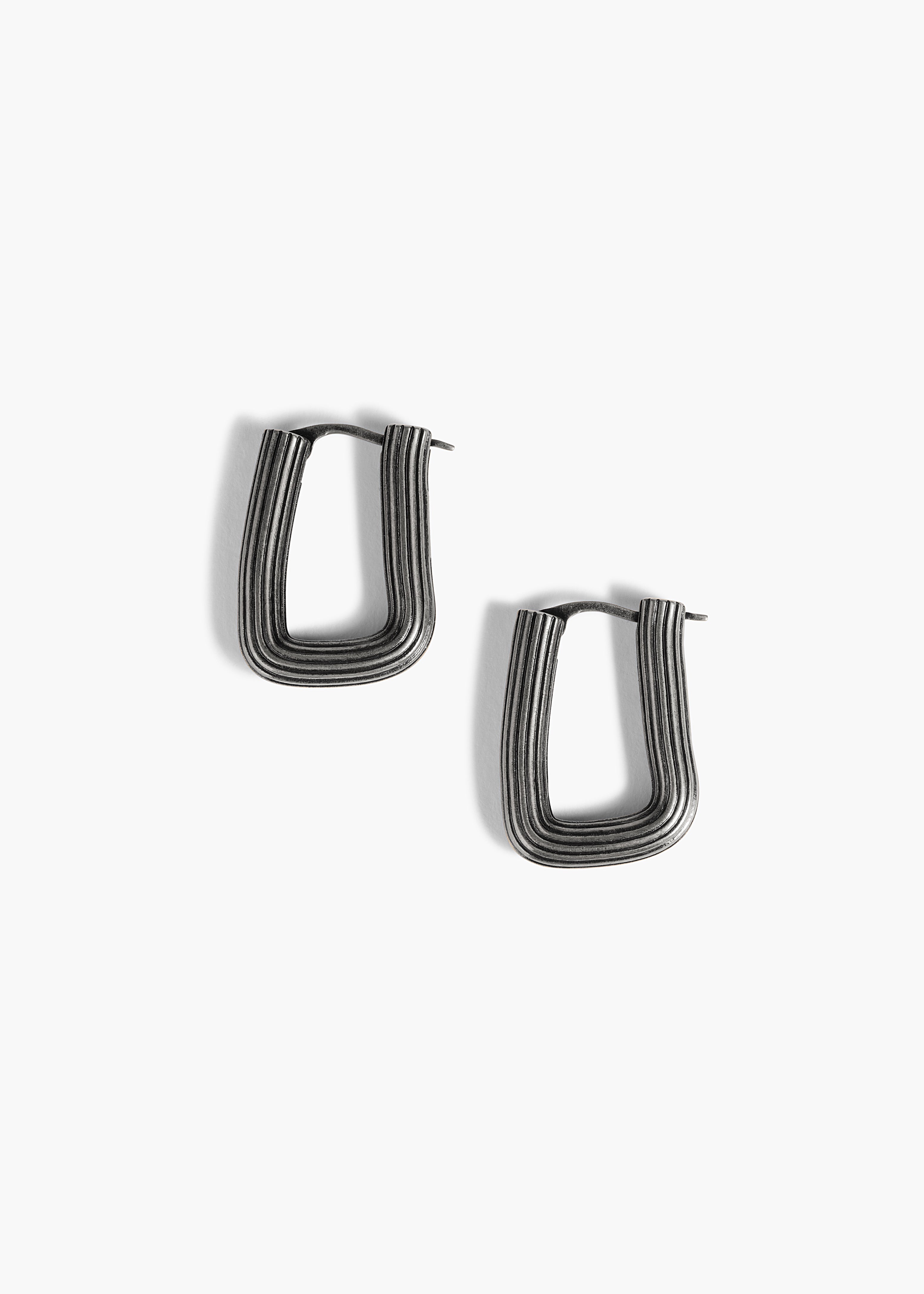 KHAITE  - Santa Fe Rectangular Earrings in Antique Silver