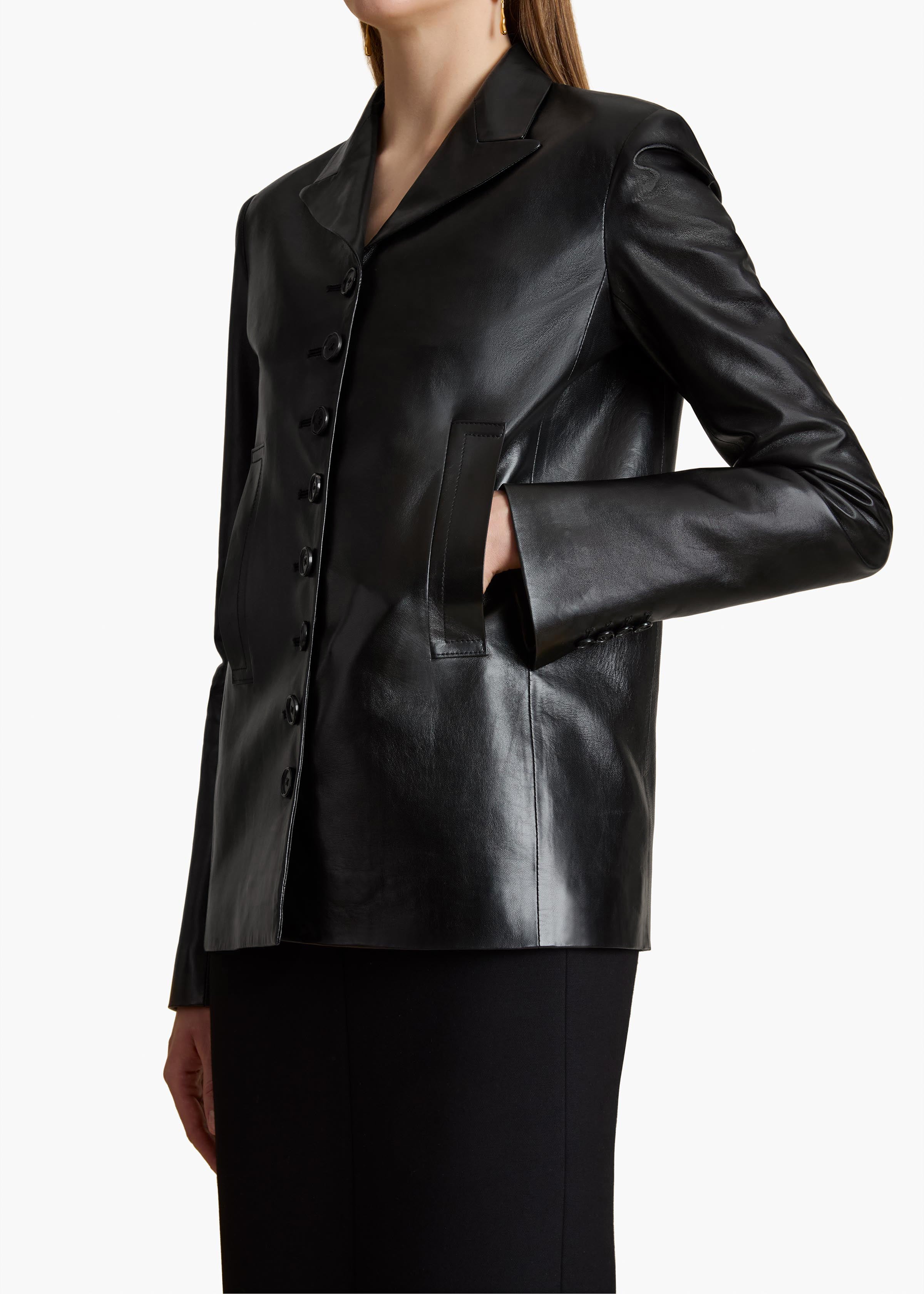 Saraphina Jacket in Black Leather DETAILED VIEW 2