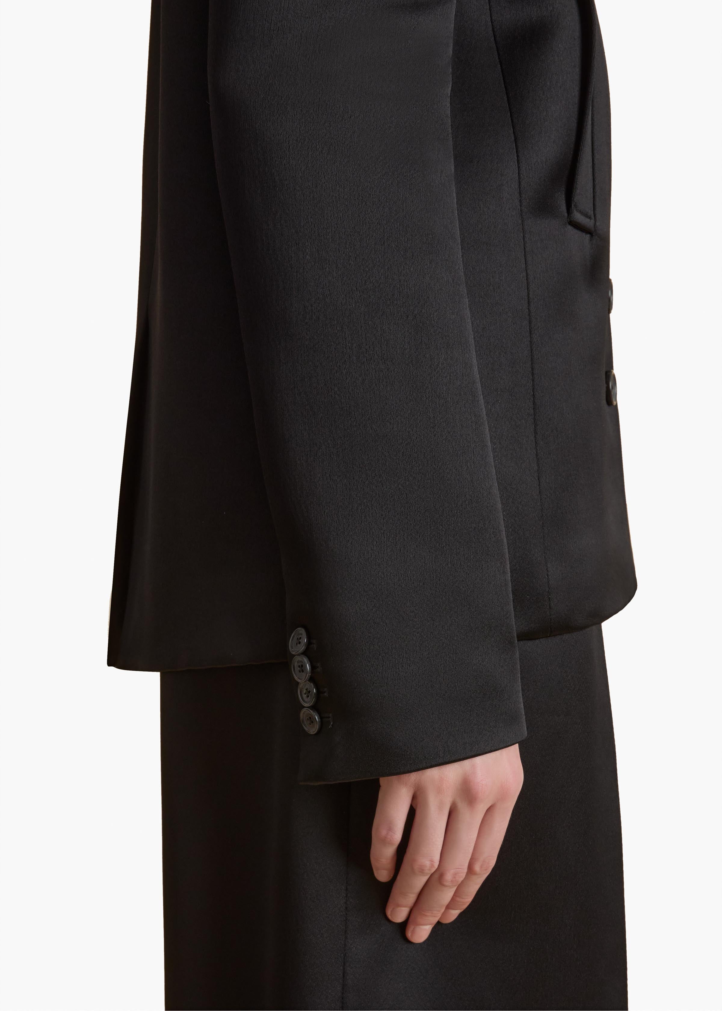 Saraphina Jacket in Black Satin DETAILED VIEW 1