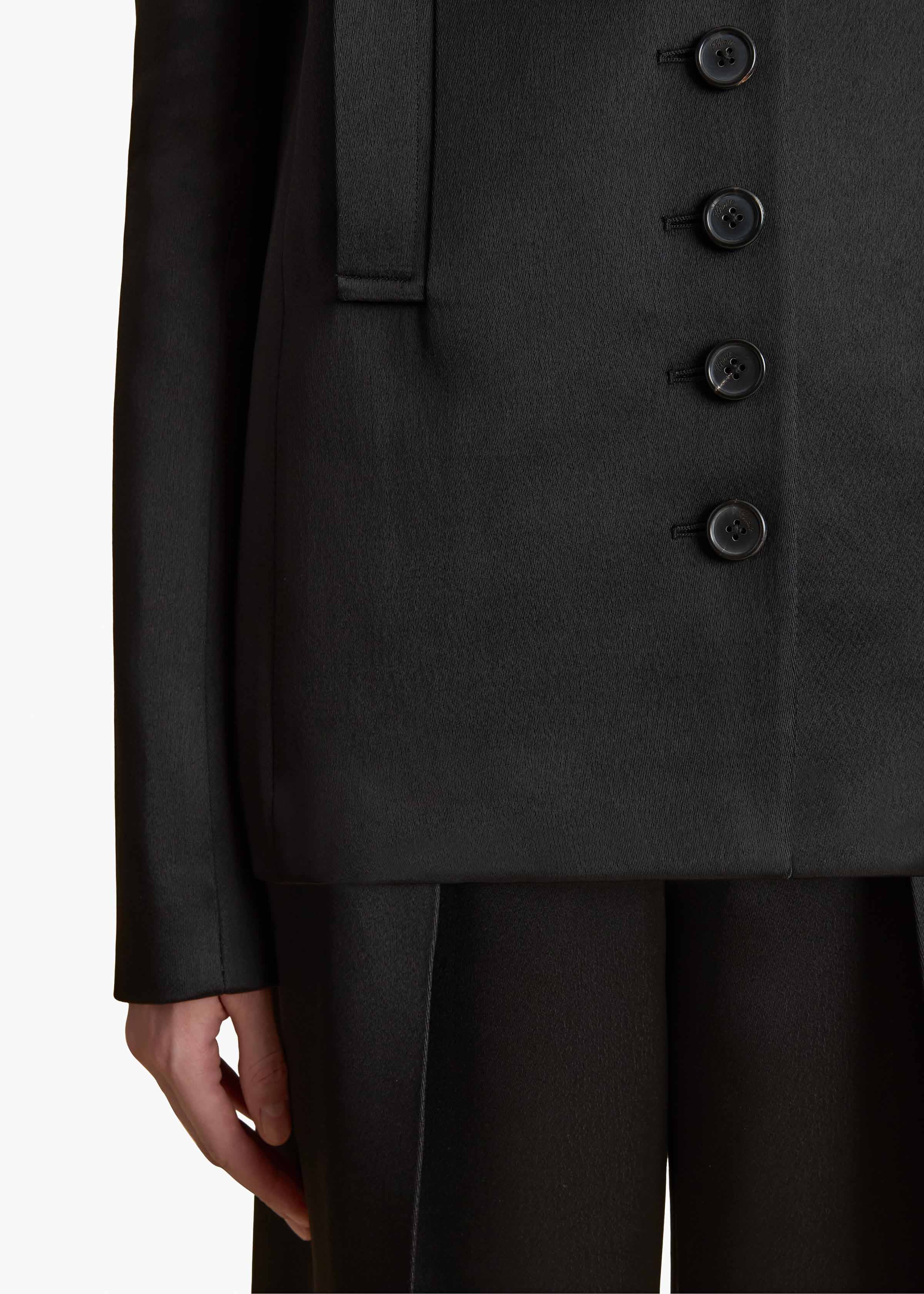 Saraphina Jacket in Black Satin DETAILED VIEW 2