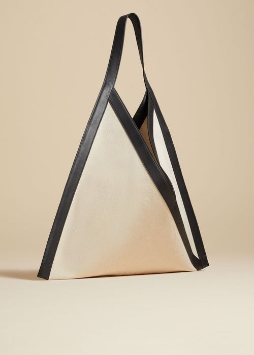The Sara Tote in Natural and Black Leather