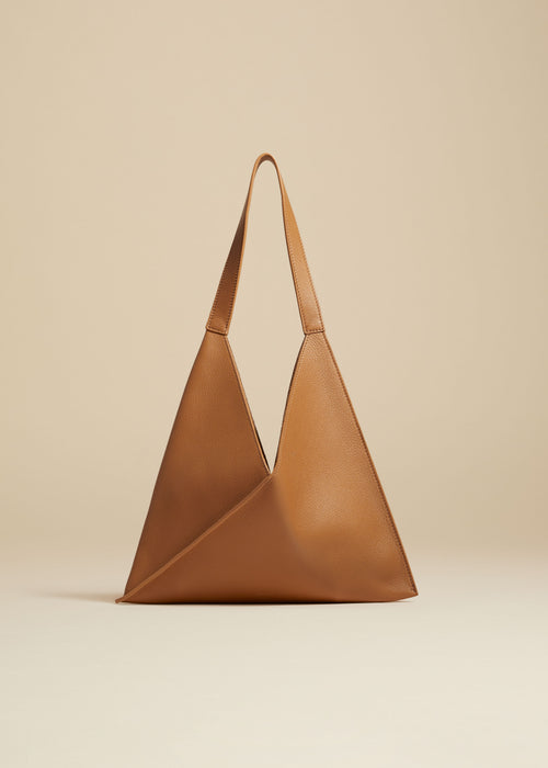 The Small Sara Tote in Nougat Pebbled Leather