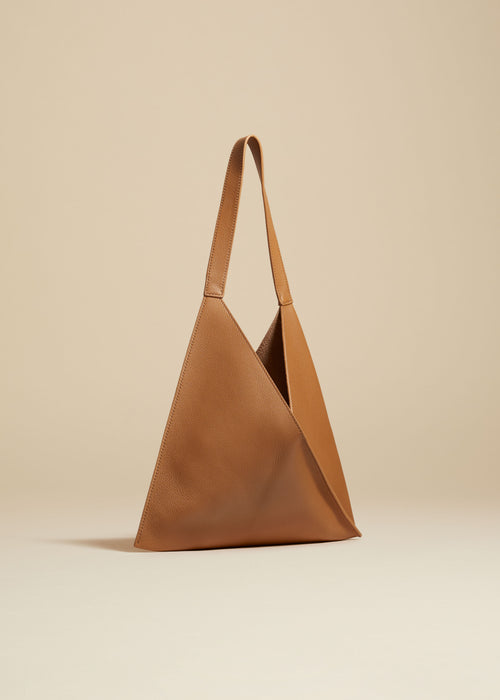 The Small Sara Tote in Nougat Pebbled Leather