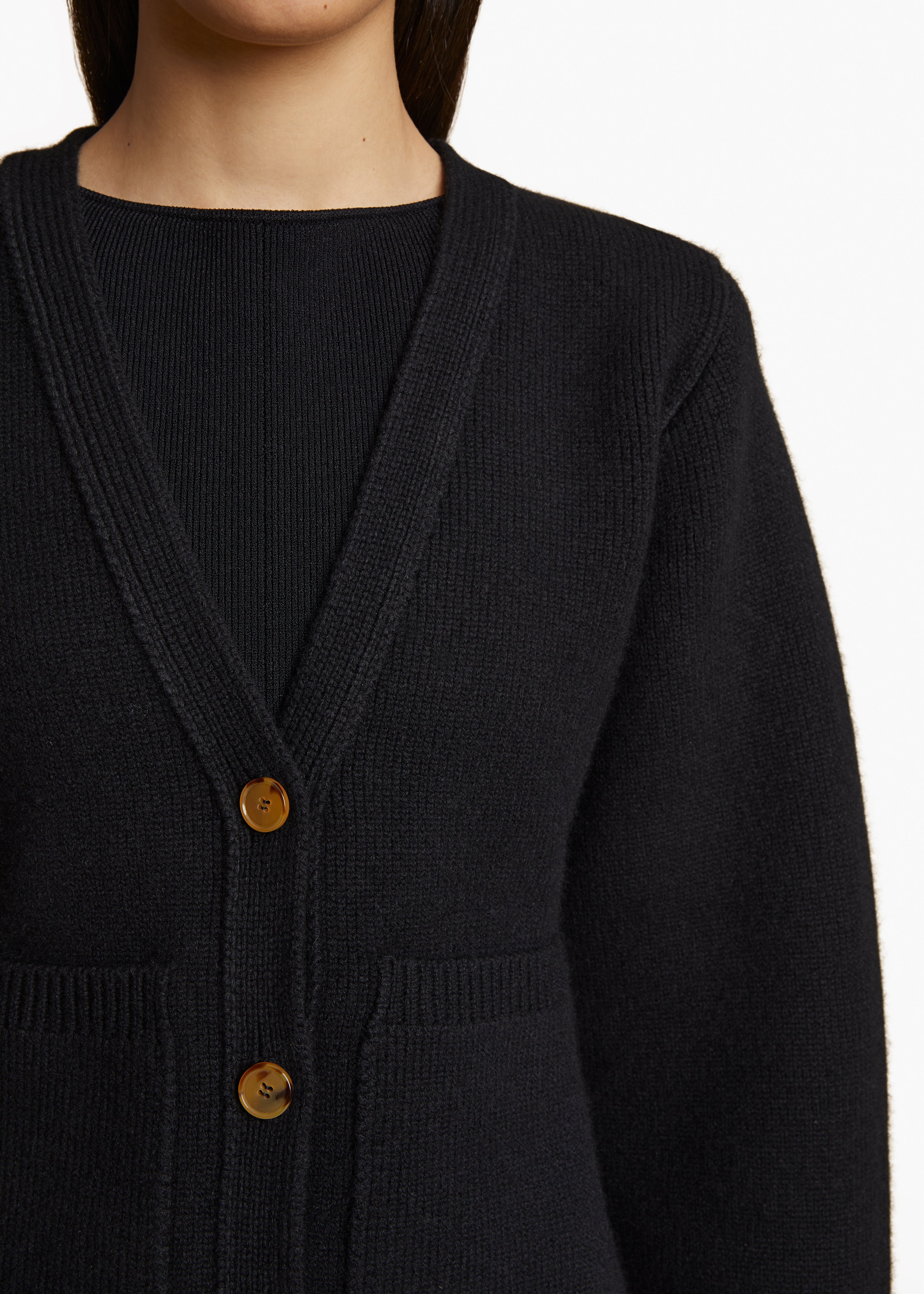 Scarlet Cardigan in Black detailed view