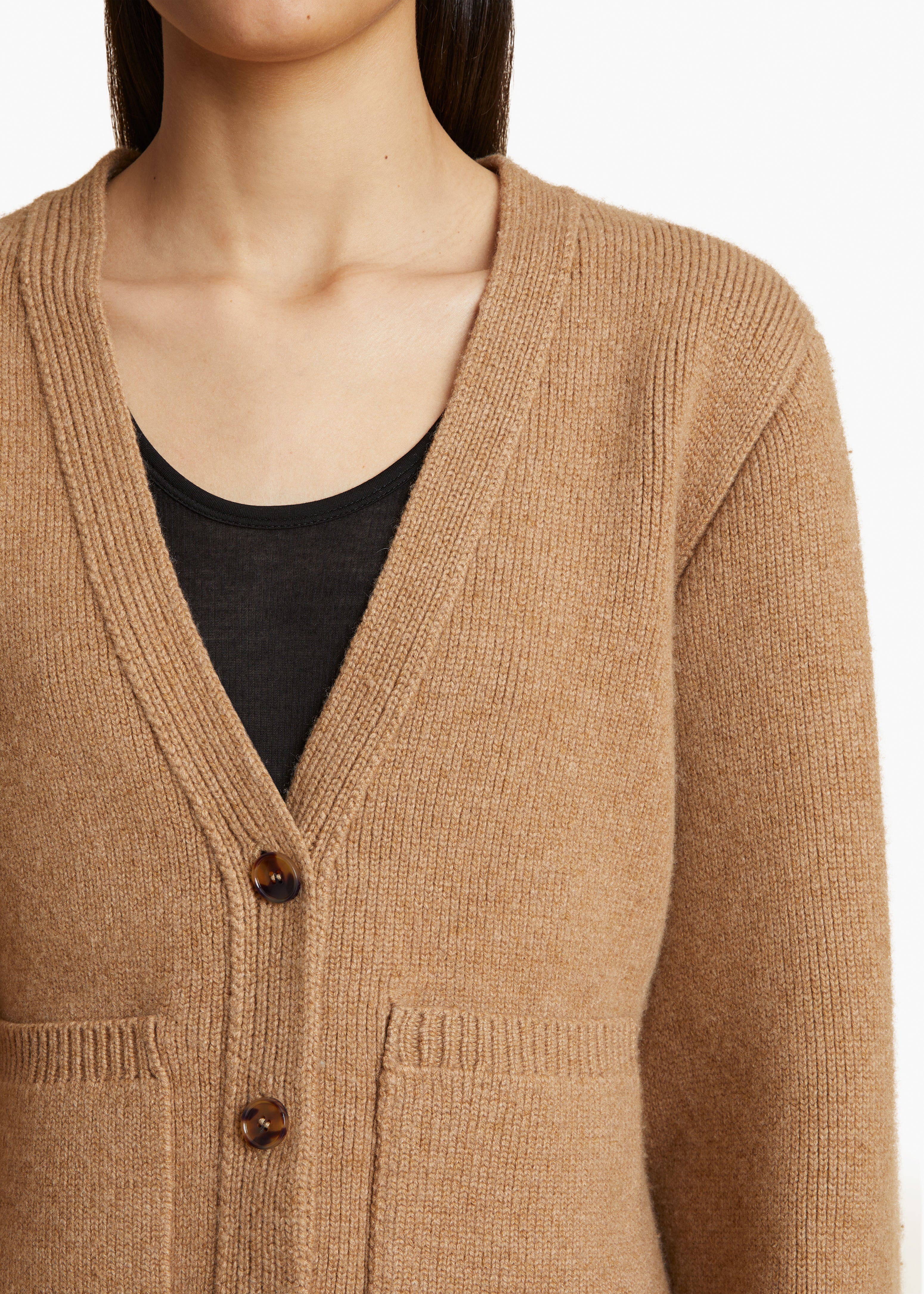 Scarlet Cardigan in Camel detailed view