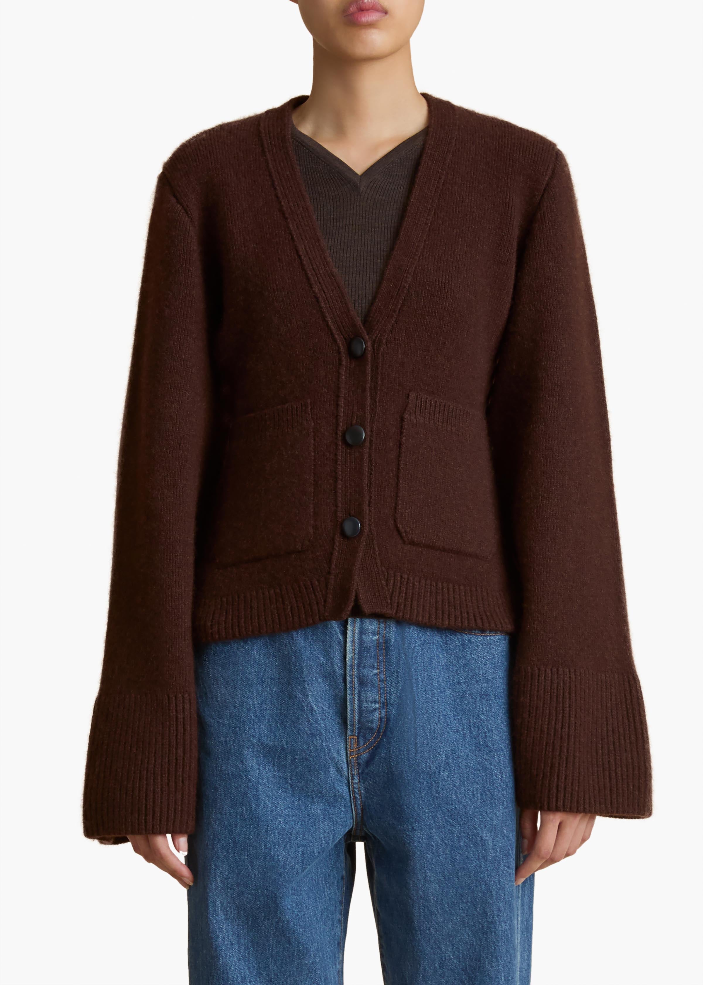 Scarlet Cardigan in Rosewood FRONT VIEW