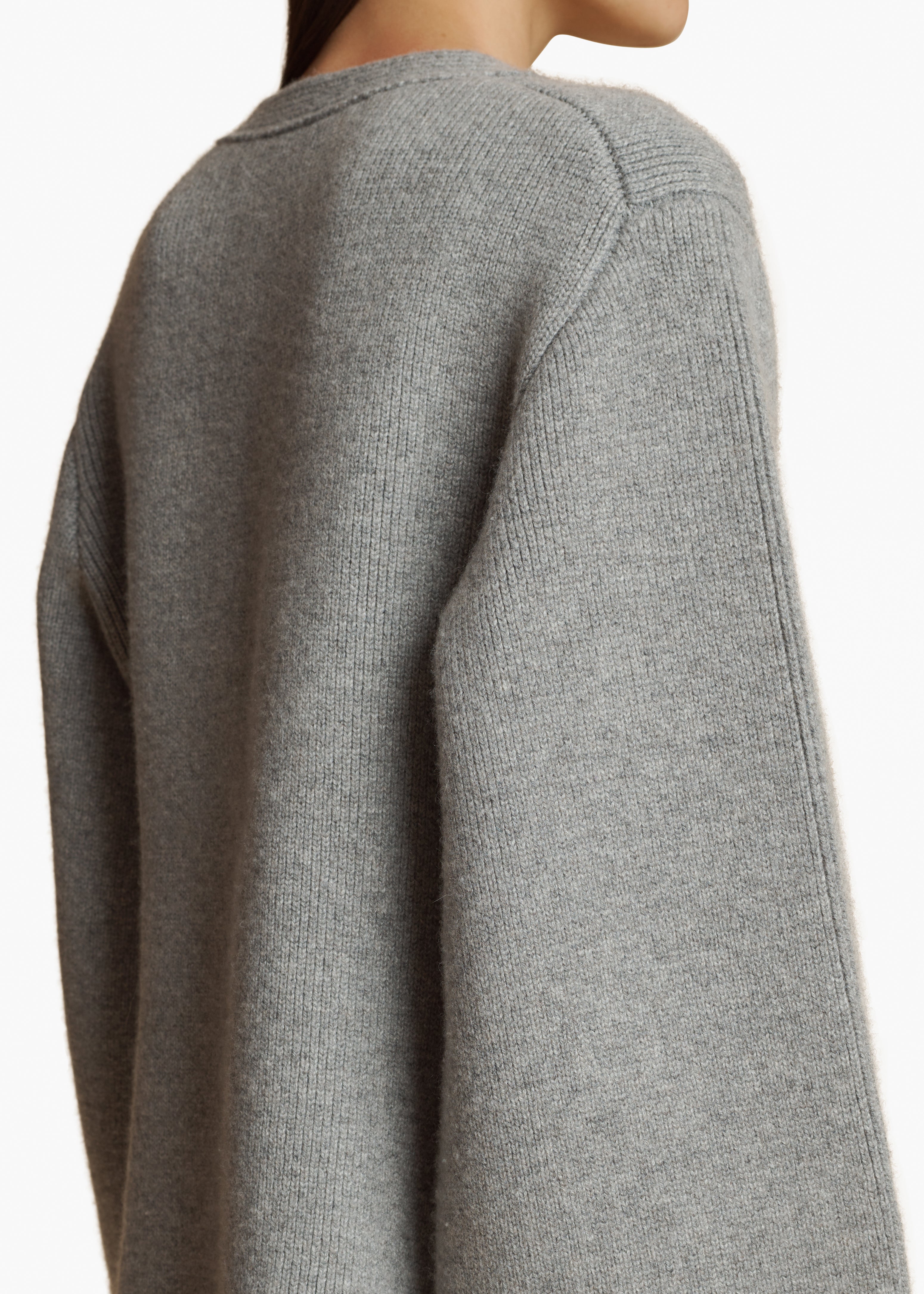 Scarlet Cardigan in Warm Grey detailed view