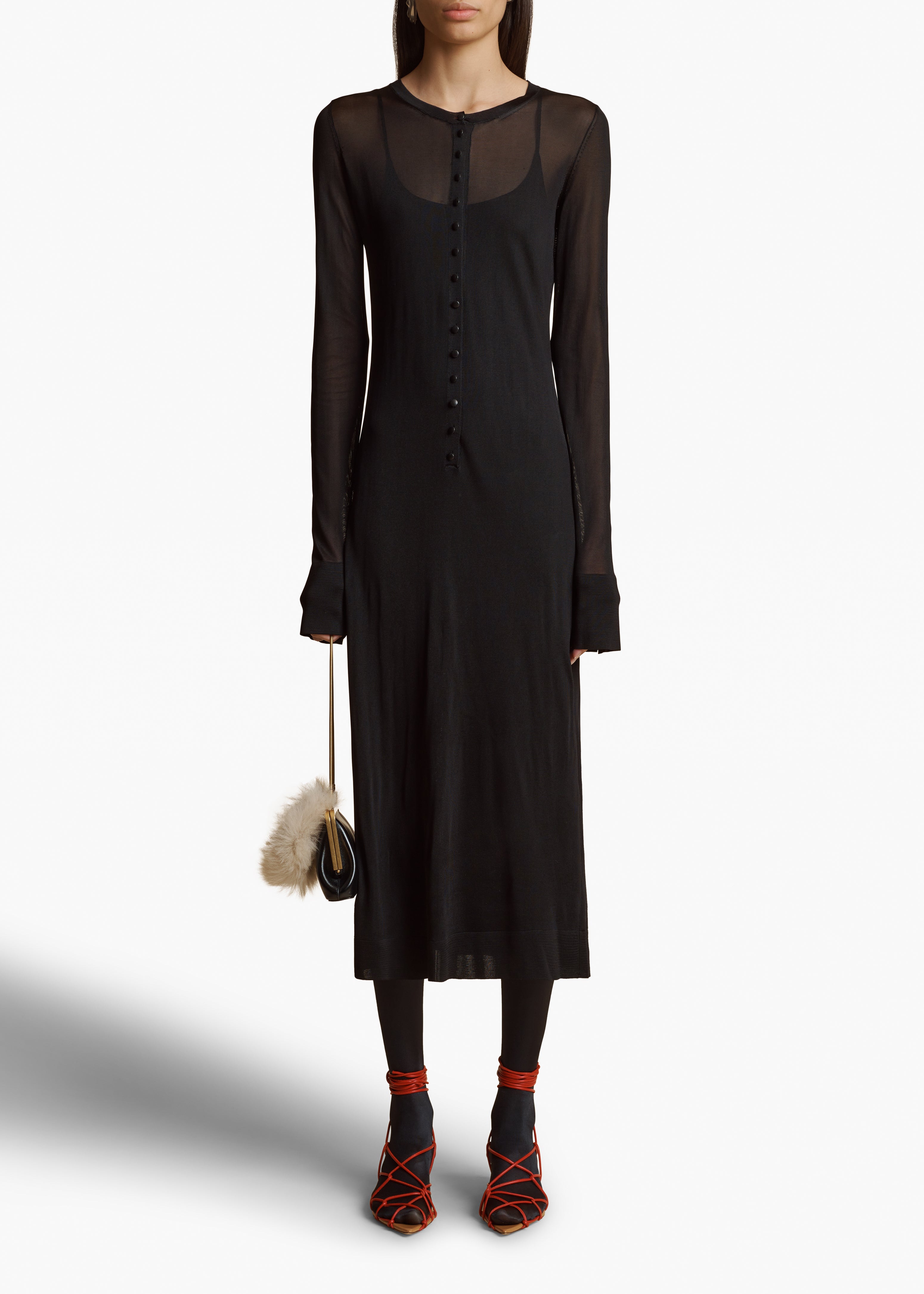 SHAINE DRESS IN BLACK FRONT VIEW STYLED