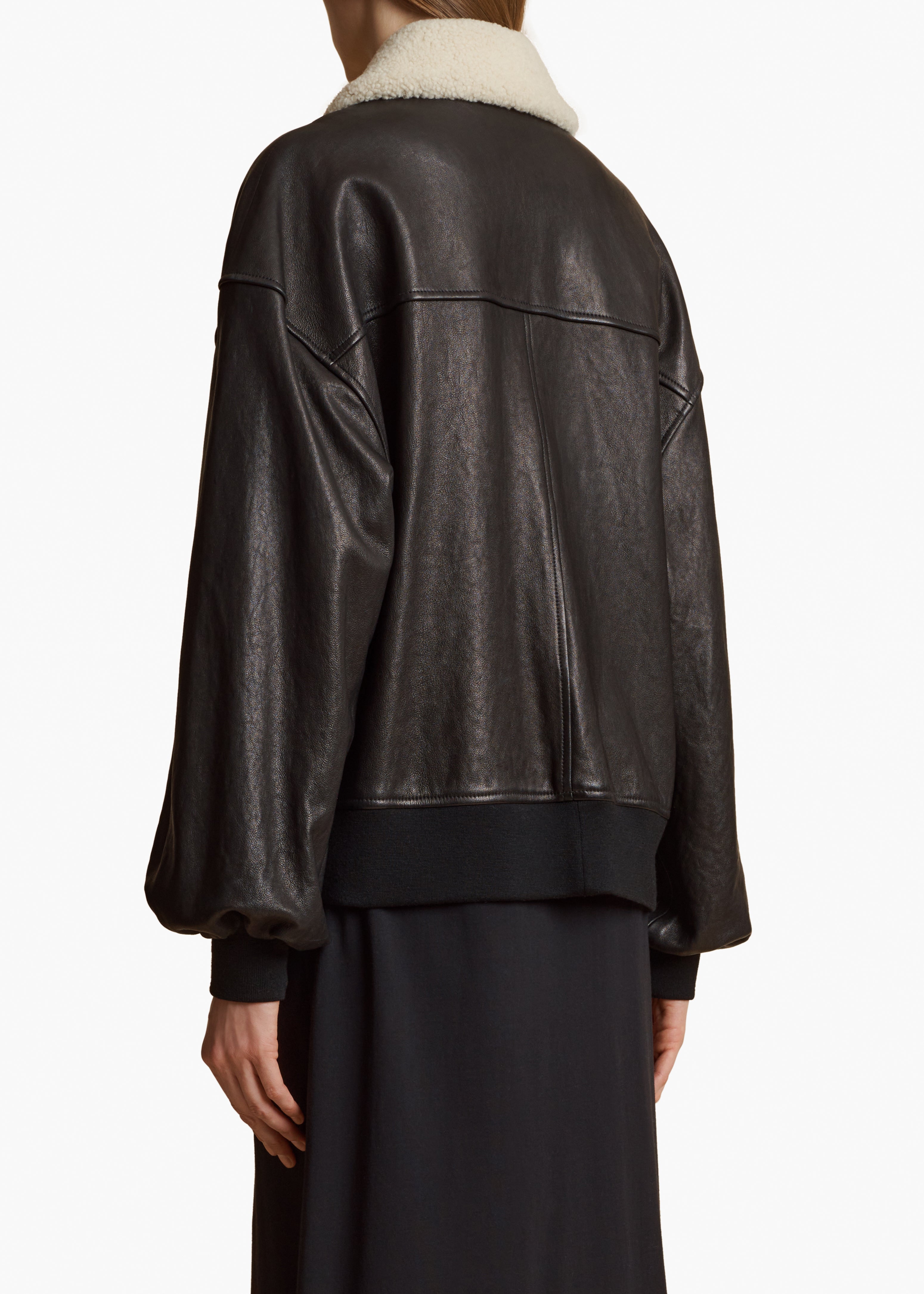 SHELLAR JACKET IN BLACK LEATHER BACK VIEW