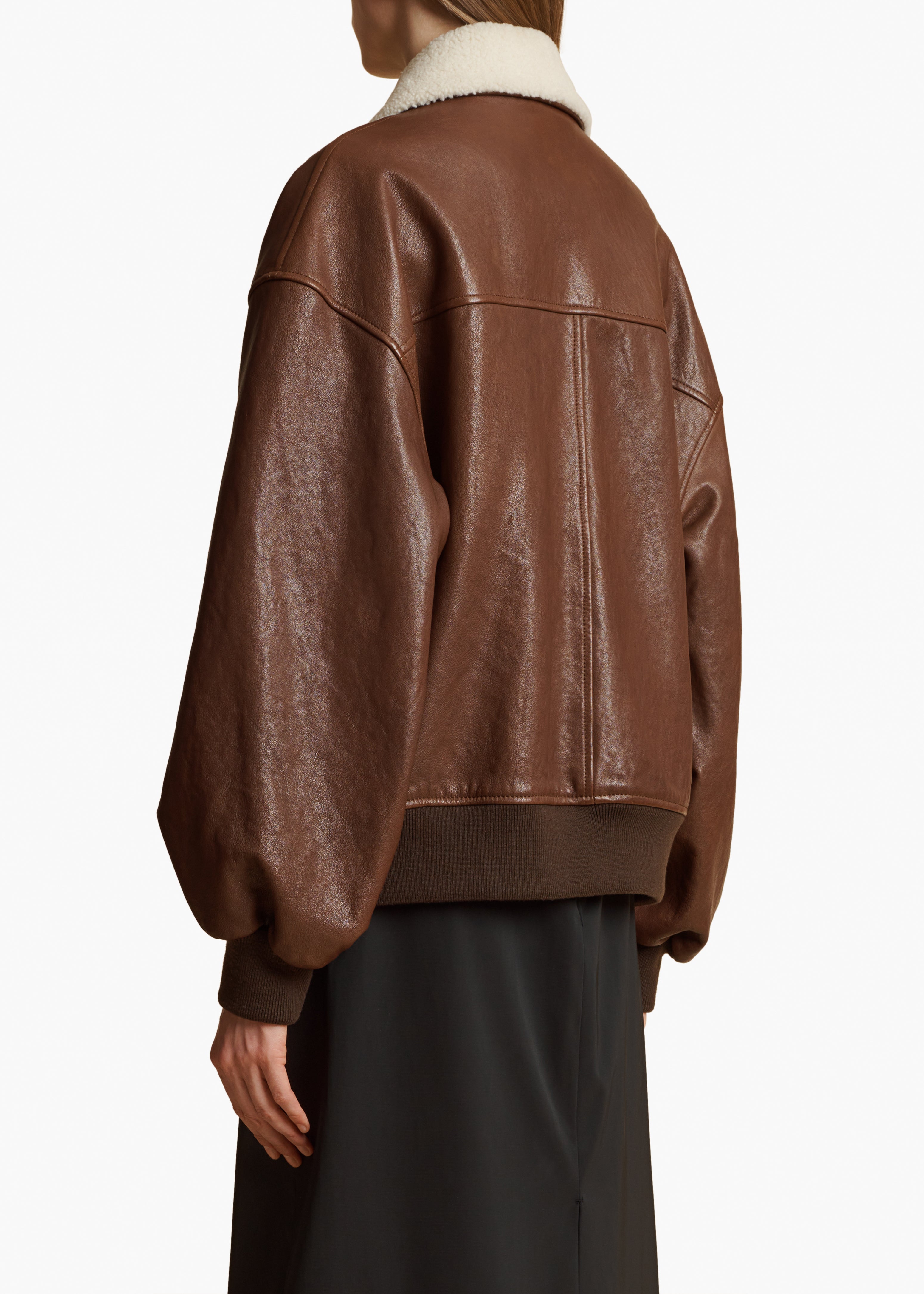 SHELLAR JACKET IN BROWN LEATHER BACK VIEW