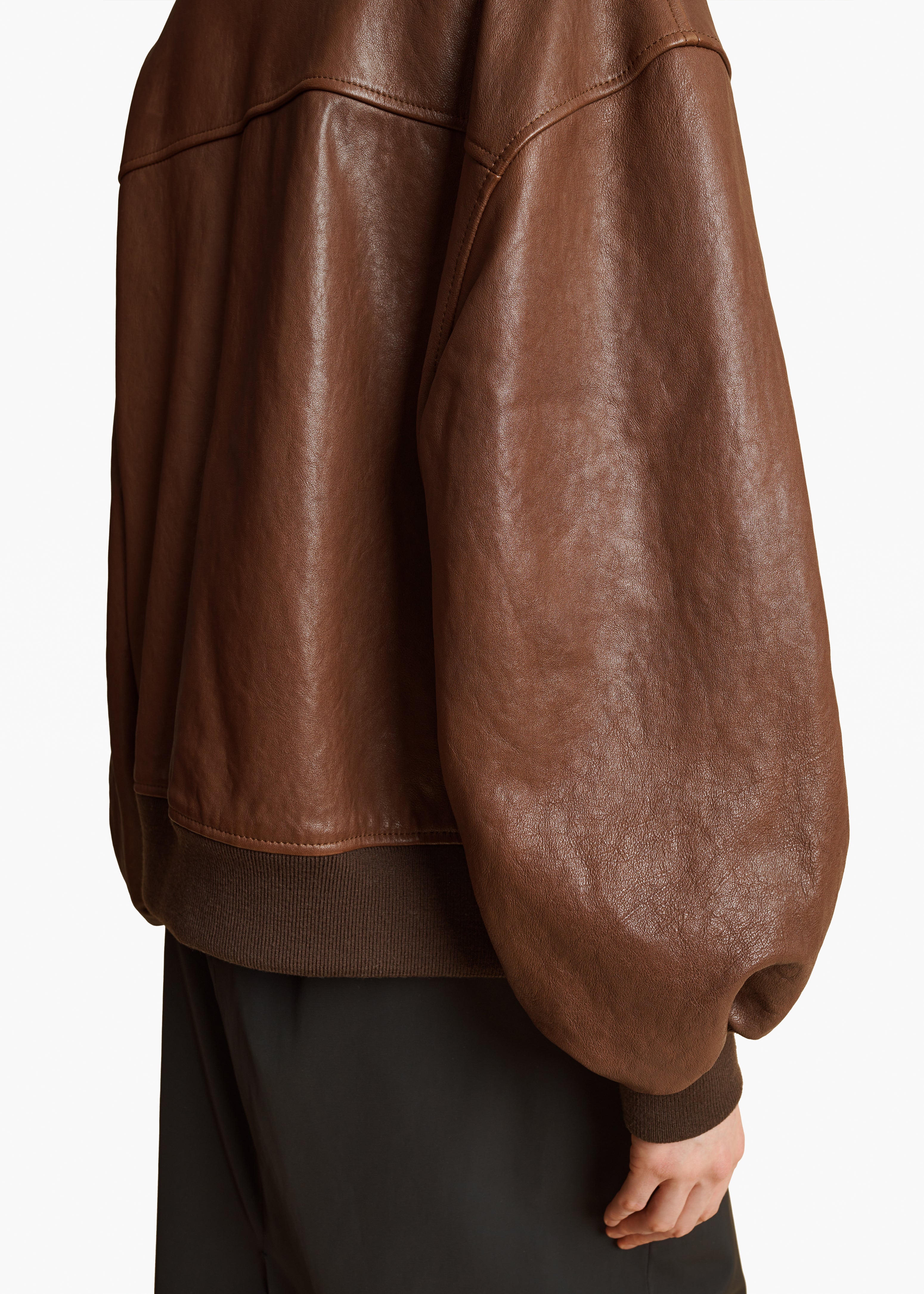 SHELLAR JACKET IN BROWN LEATHER DETAILED VIEW 1