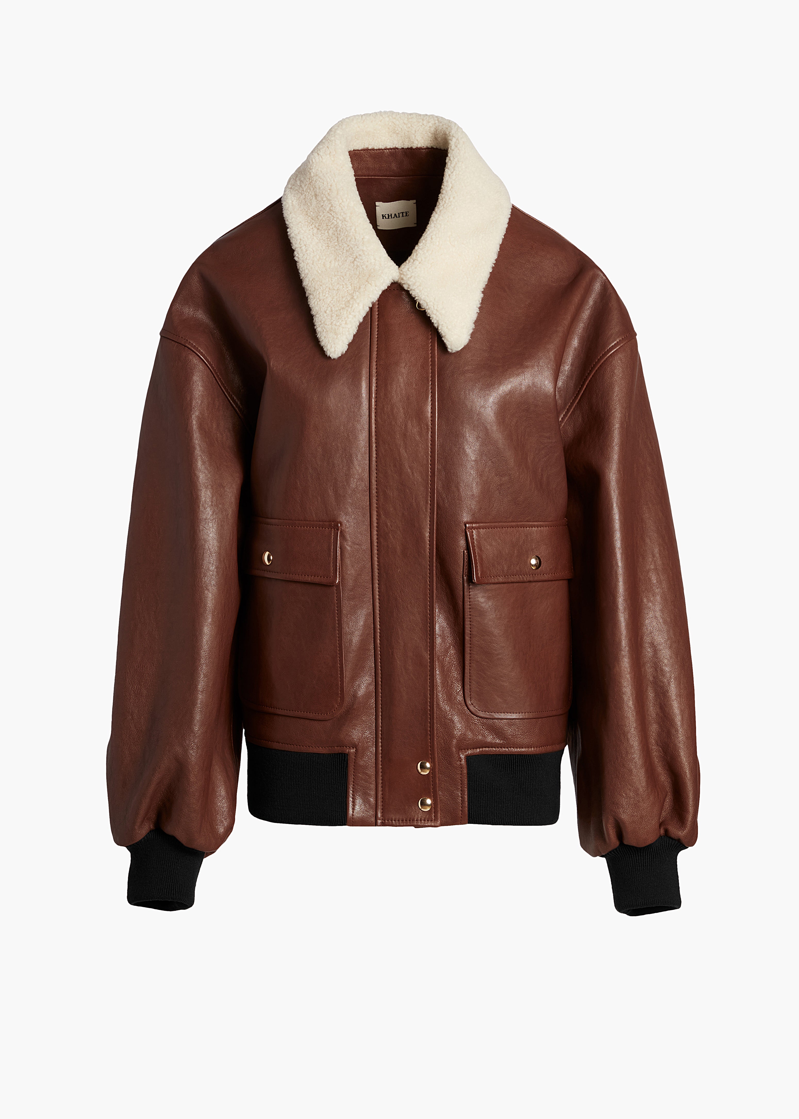 KHAITE - Shellar Jacket in Classic Brown Leather