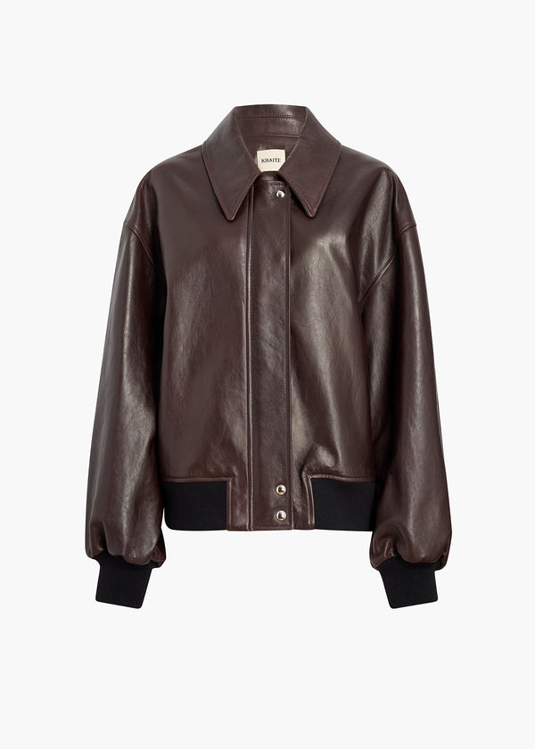 Shelman Jacket in Dark Brown Leather FLAT VIEW