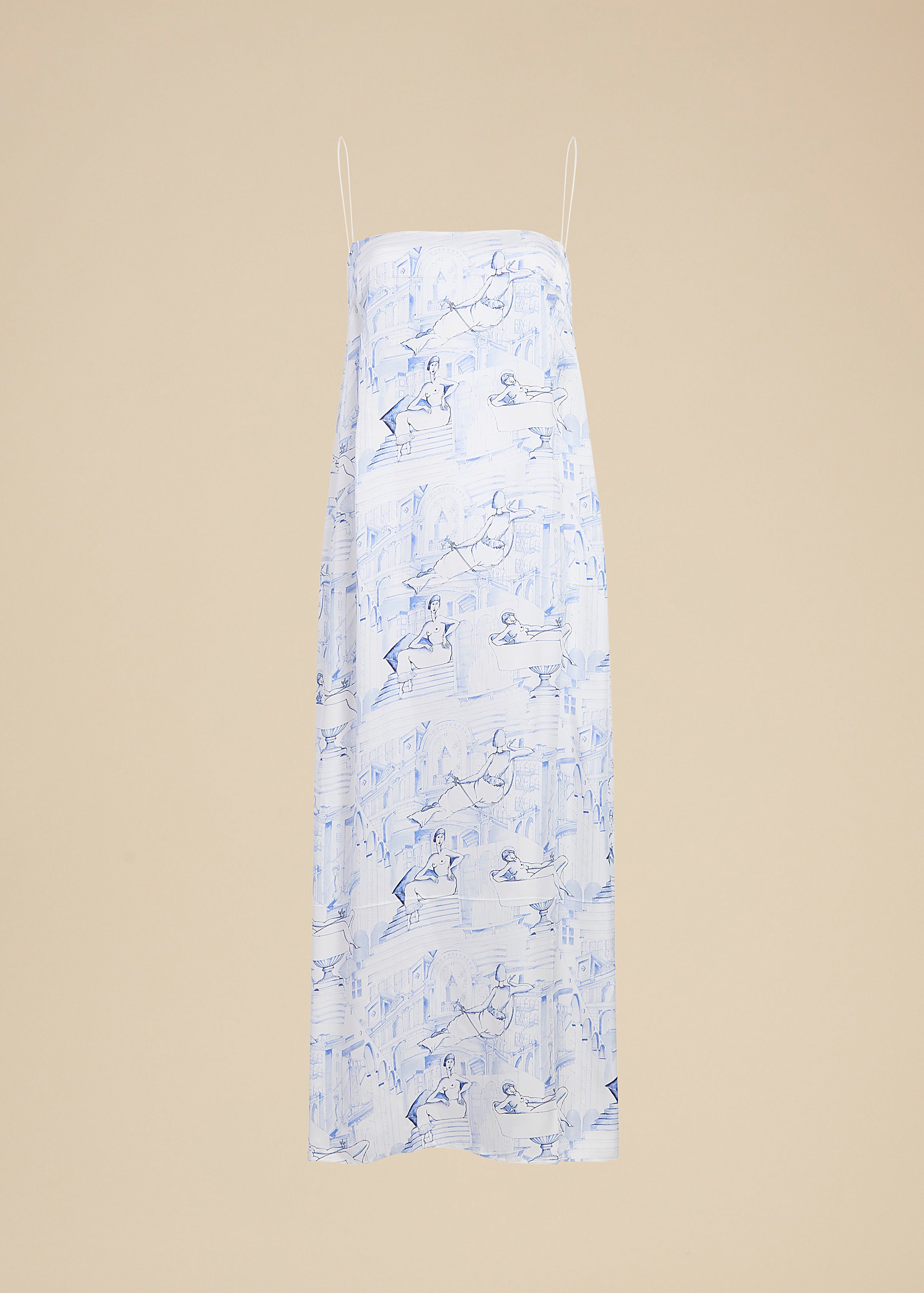 SICILY DRESS IN CREAM AND BLUE