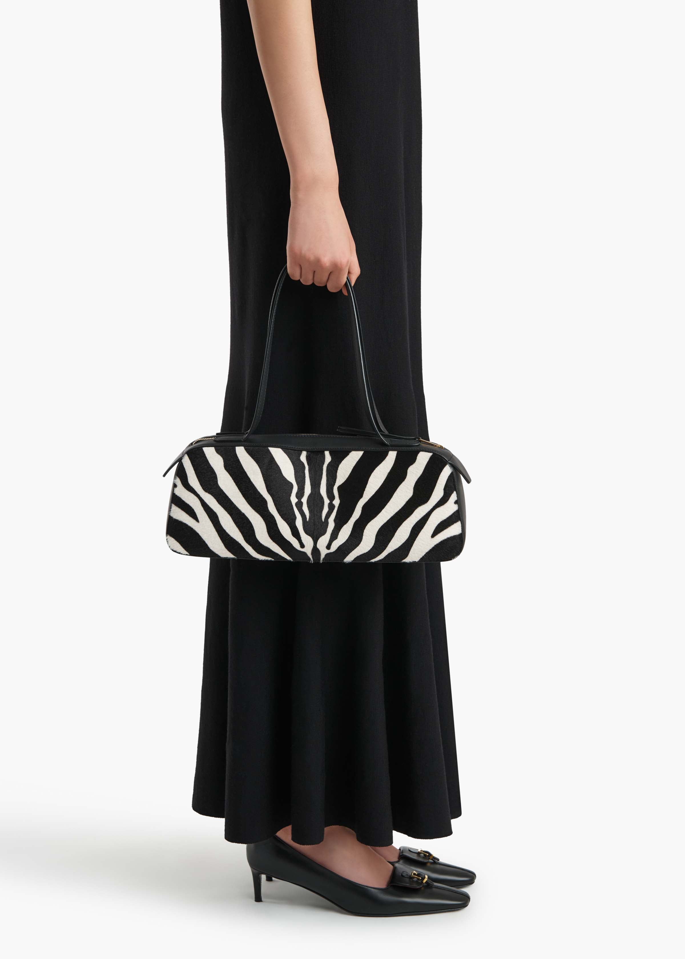 Simona Shoulder Bag in Zebra Print Haircalf – KHAITE